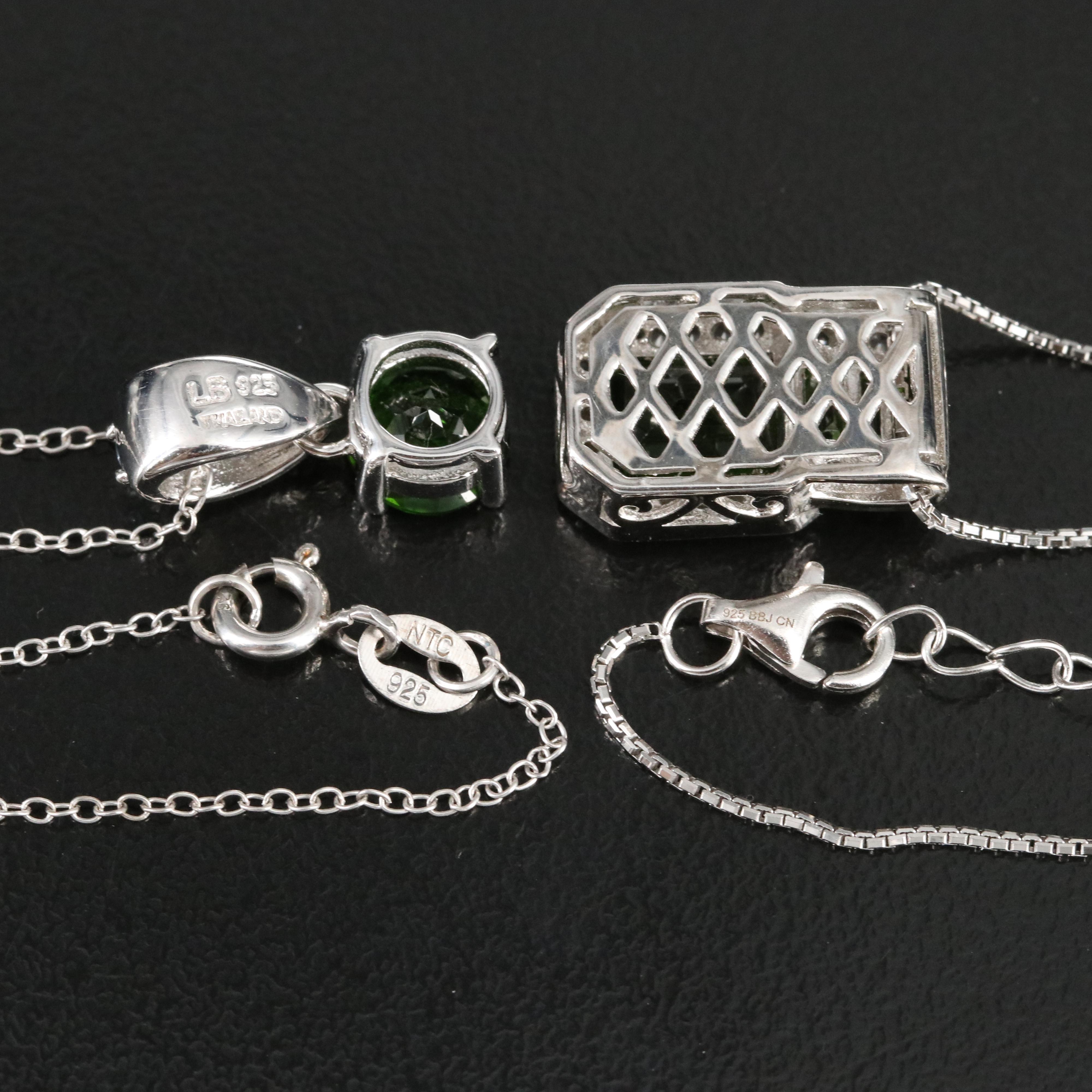 Sterling Diopside, Aquamarine and Diamond Jewelry Collection