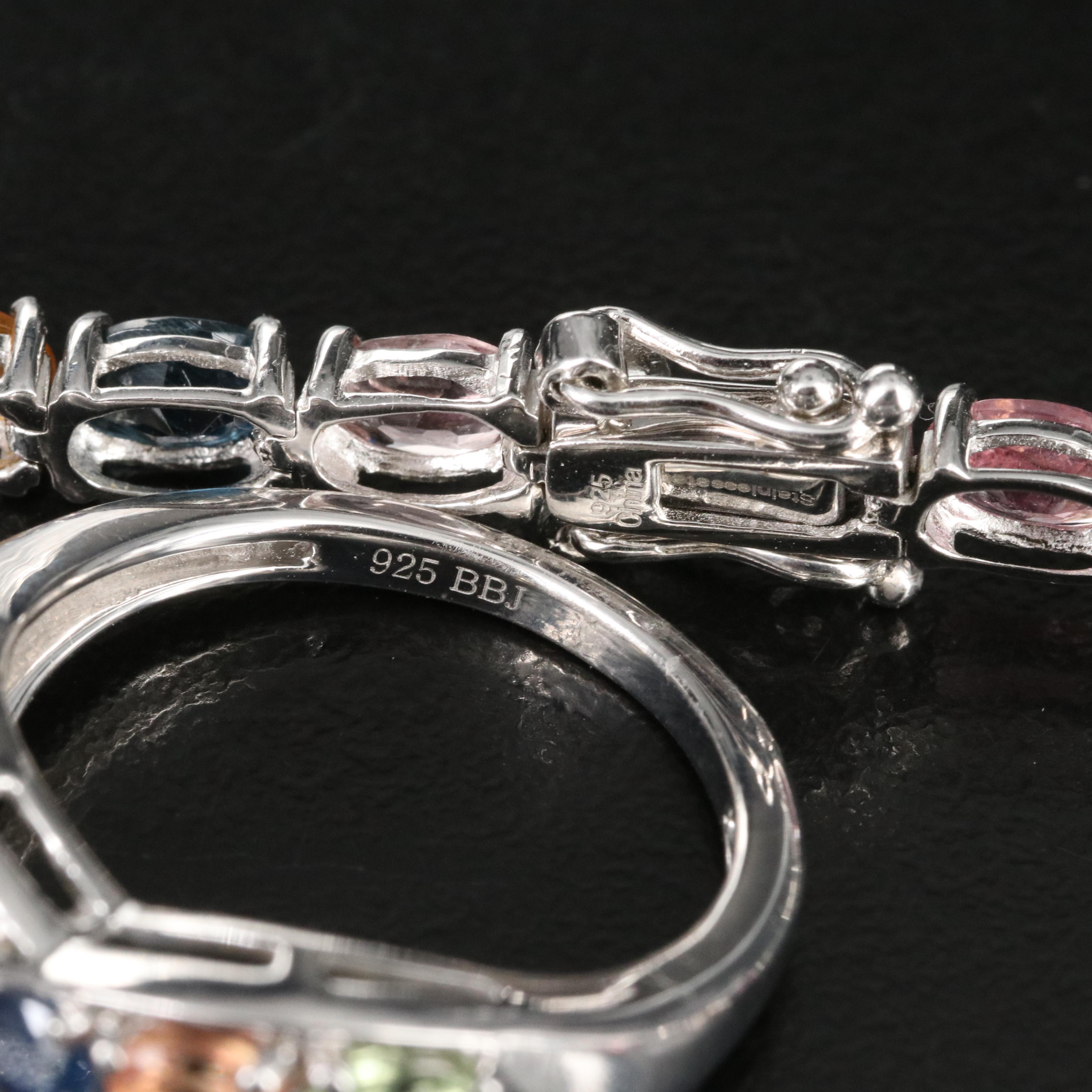 Sterling Tourmaline, Sapphire and White Zircon Jewelry Collection