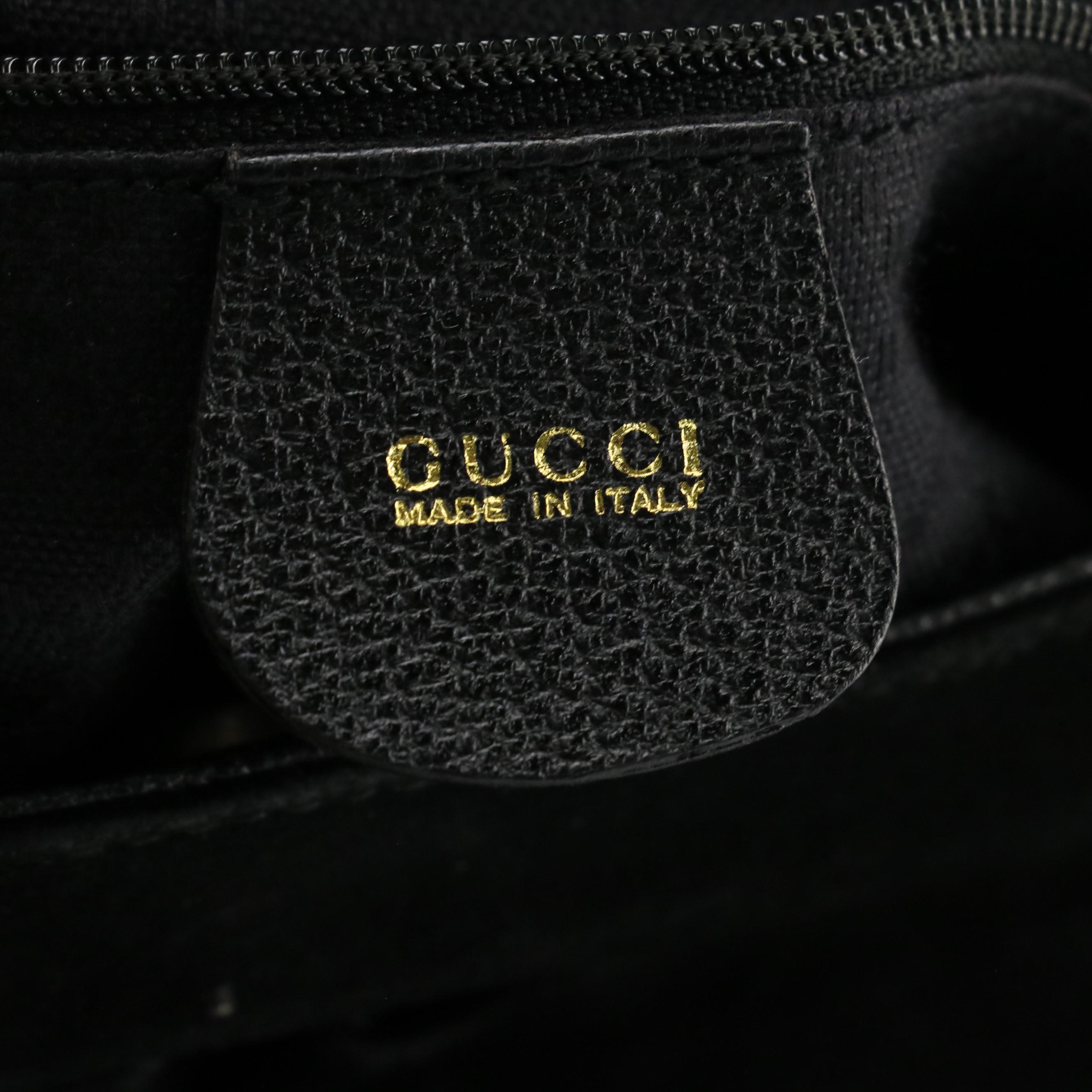 Gucci Bamboo Black Suede and Leather Two-Way Bag