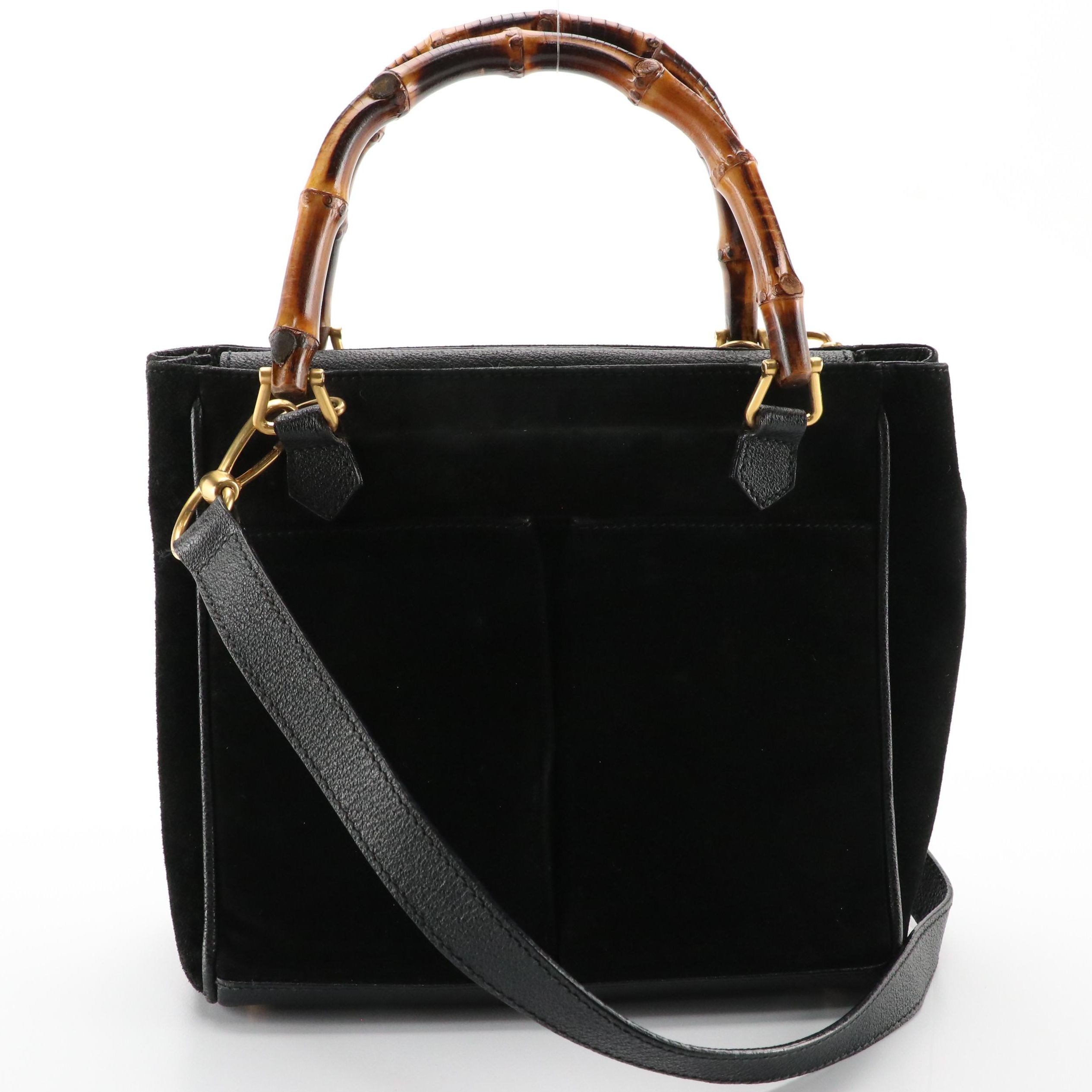 Gucci Bamboo Black Suede and Leather Two-Way Bag