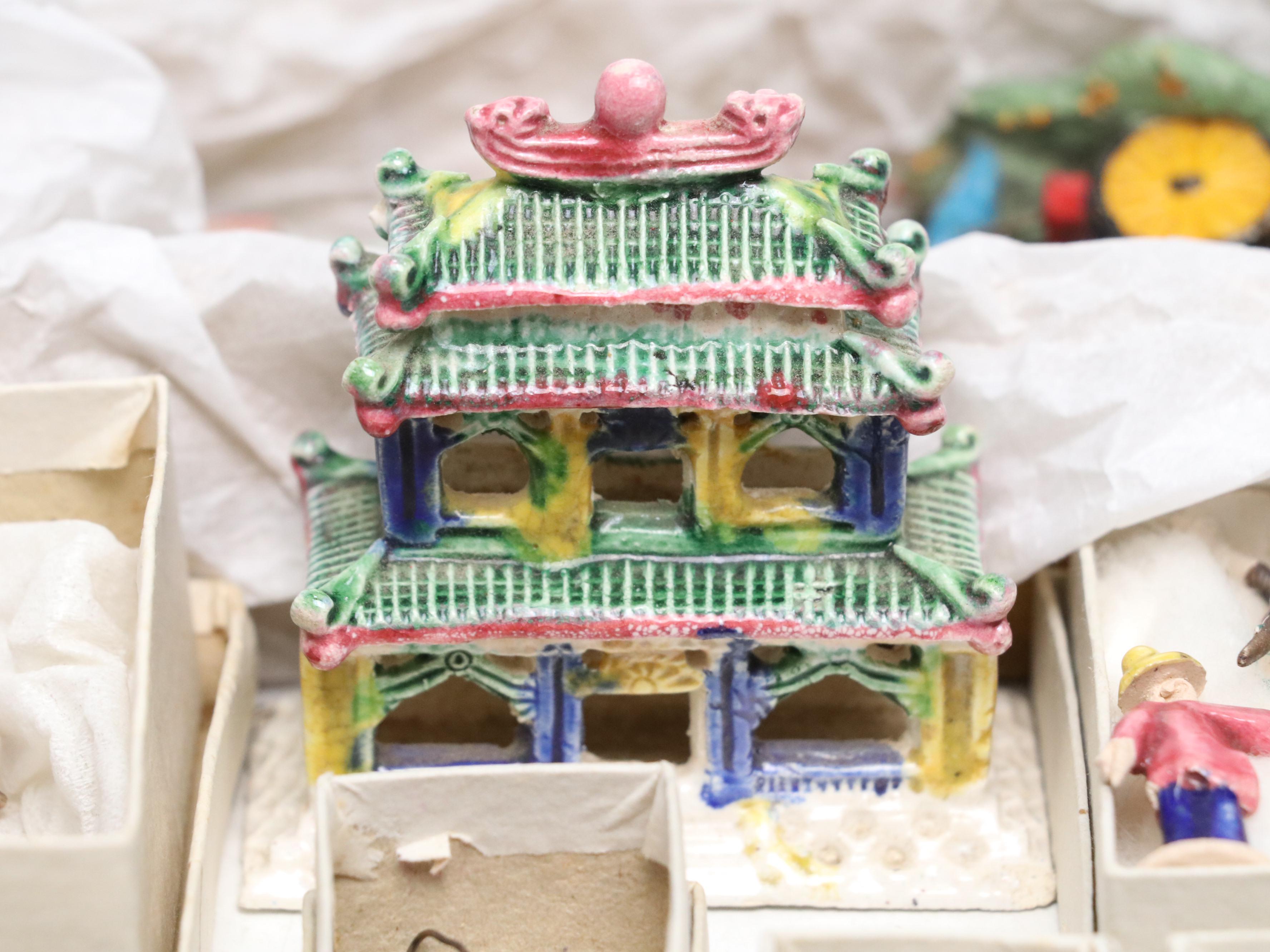 Japanese and Chinese Ceramic, Wood, Clay, and Metal Miniature Bonsai Figurines