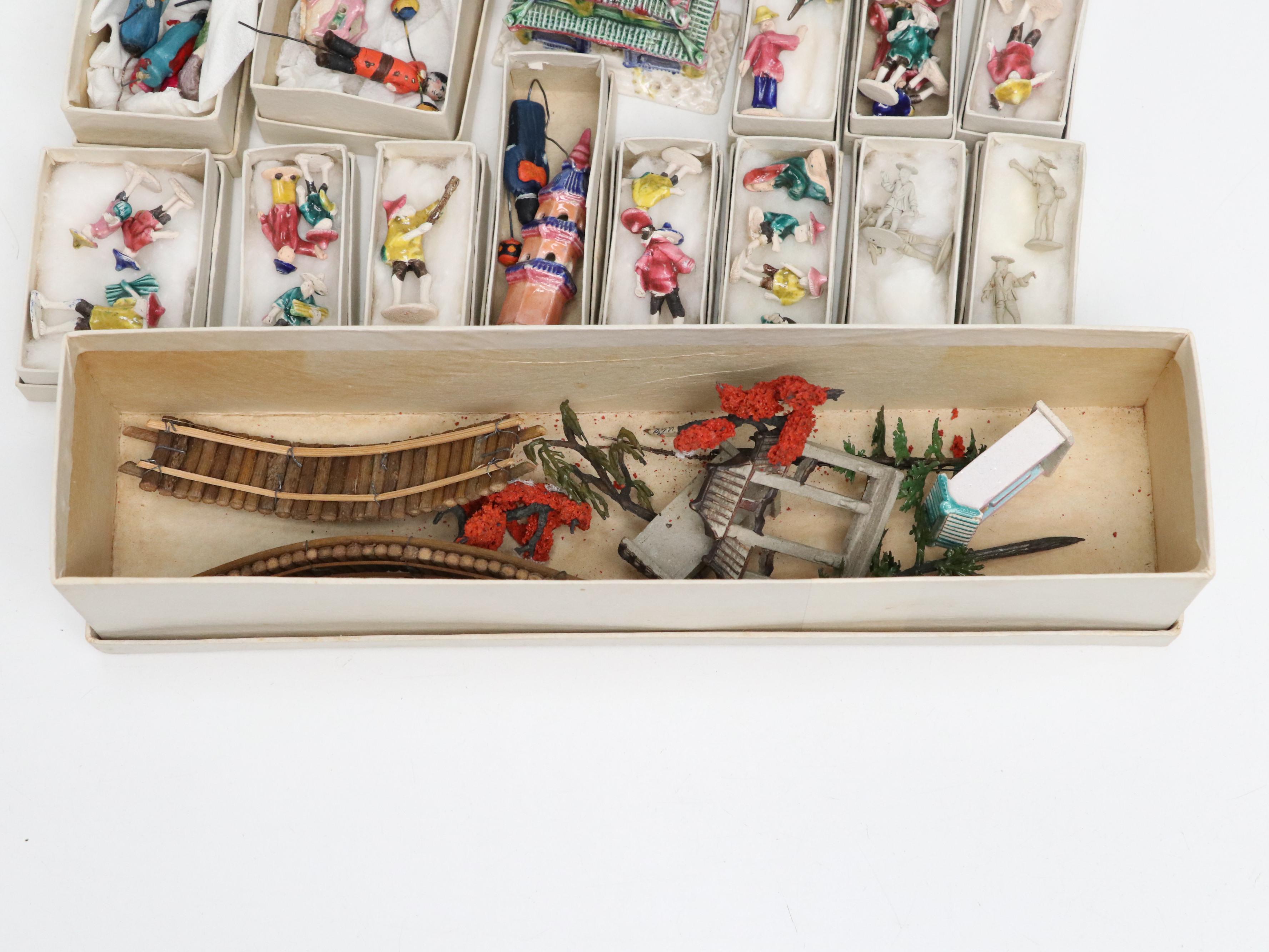 Japanese and Chinese Ceramic, Wood, Clay, and Metal Miniature Bonsai Figurines