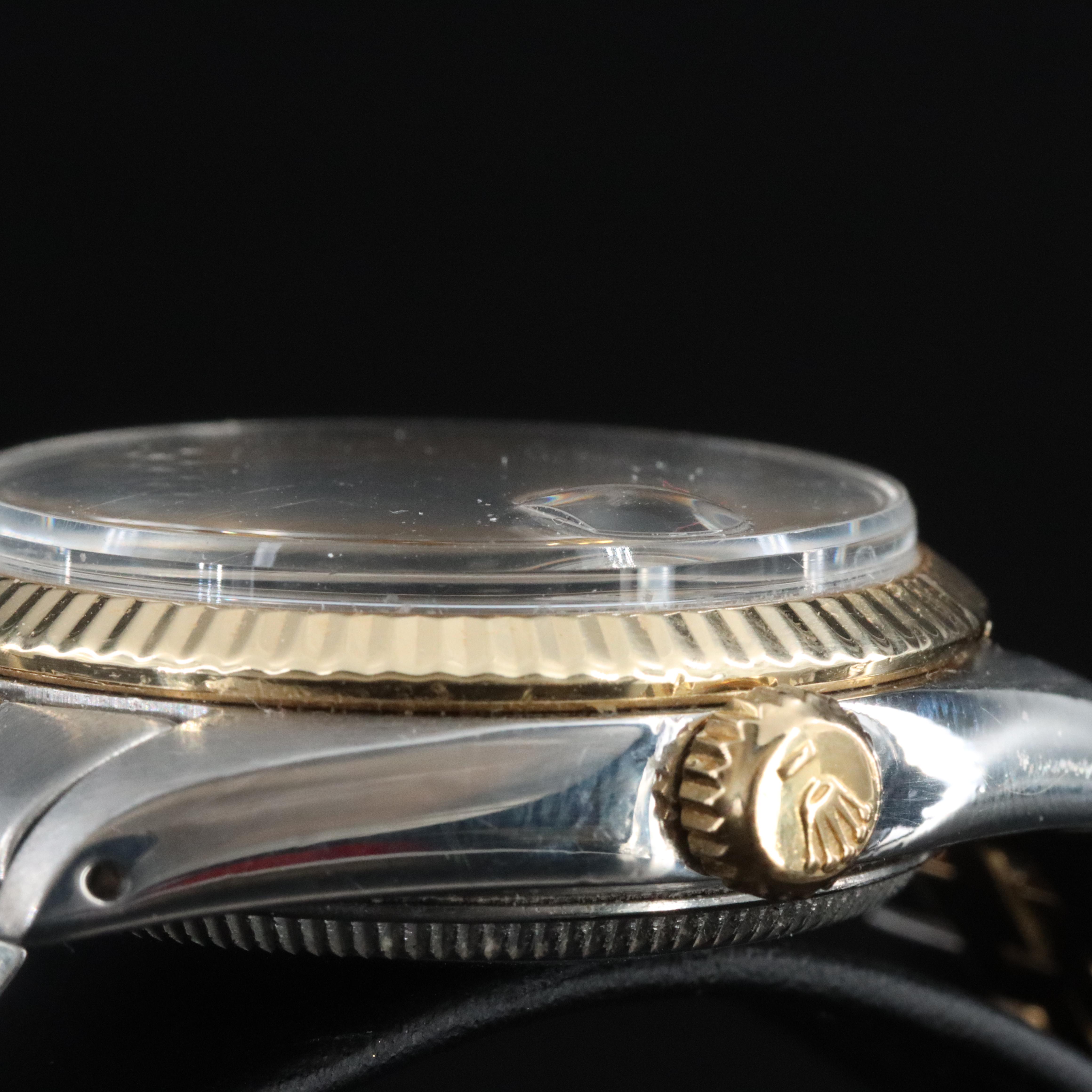 Rolex Datejust 6827 Custom Diamond Dial 31mm 18K Gold Steel Automatic Watch