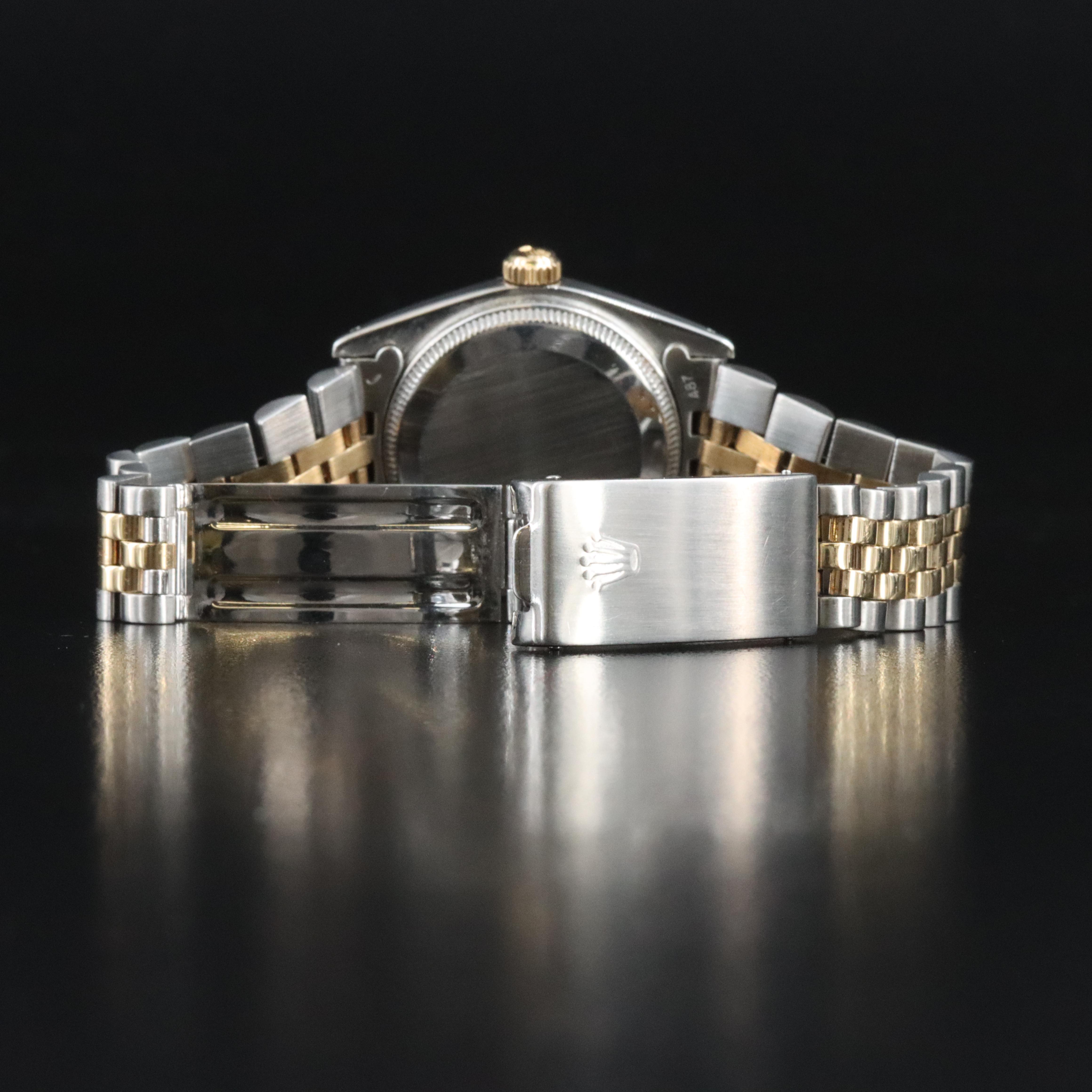 Rolex Datejust 6827 Custom Diamond Dial 31mm 18K Gold Steel Automatic Watch