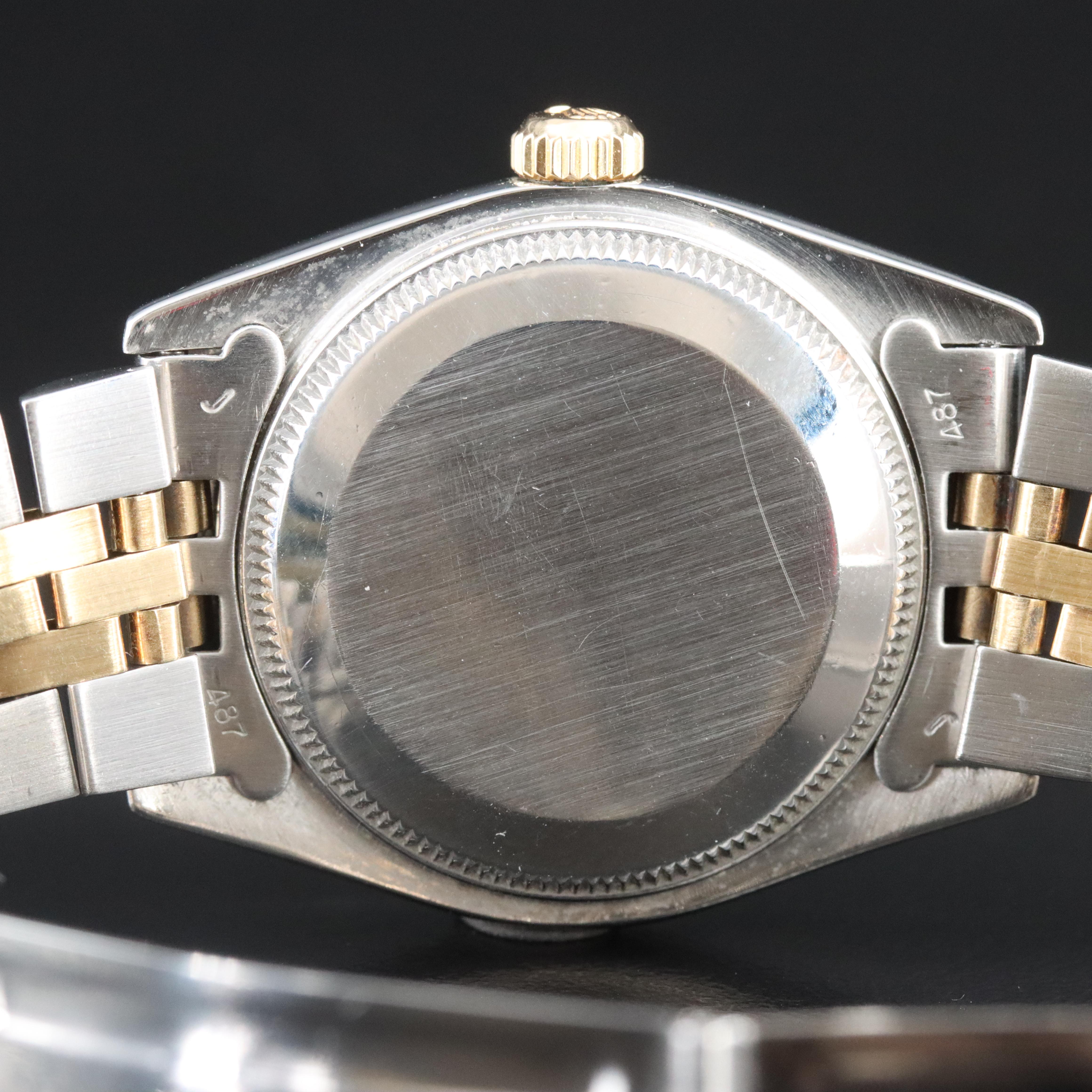 Rolex Datejust 6827 Custom Diamond Dial 31mm 18K Gold Steel Automatic Watch