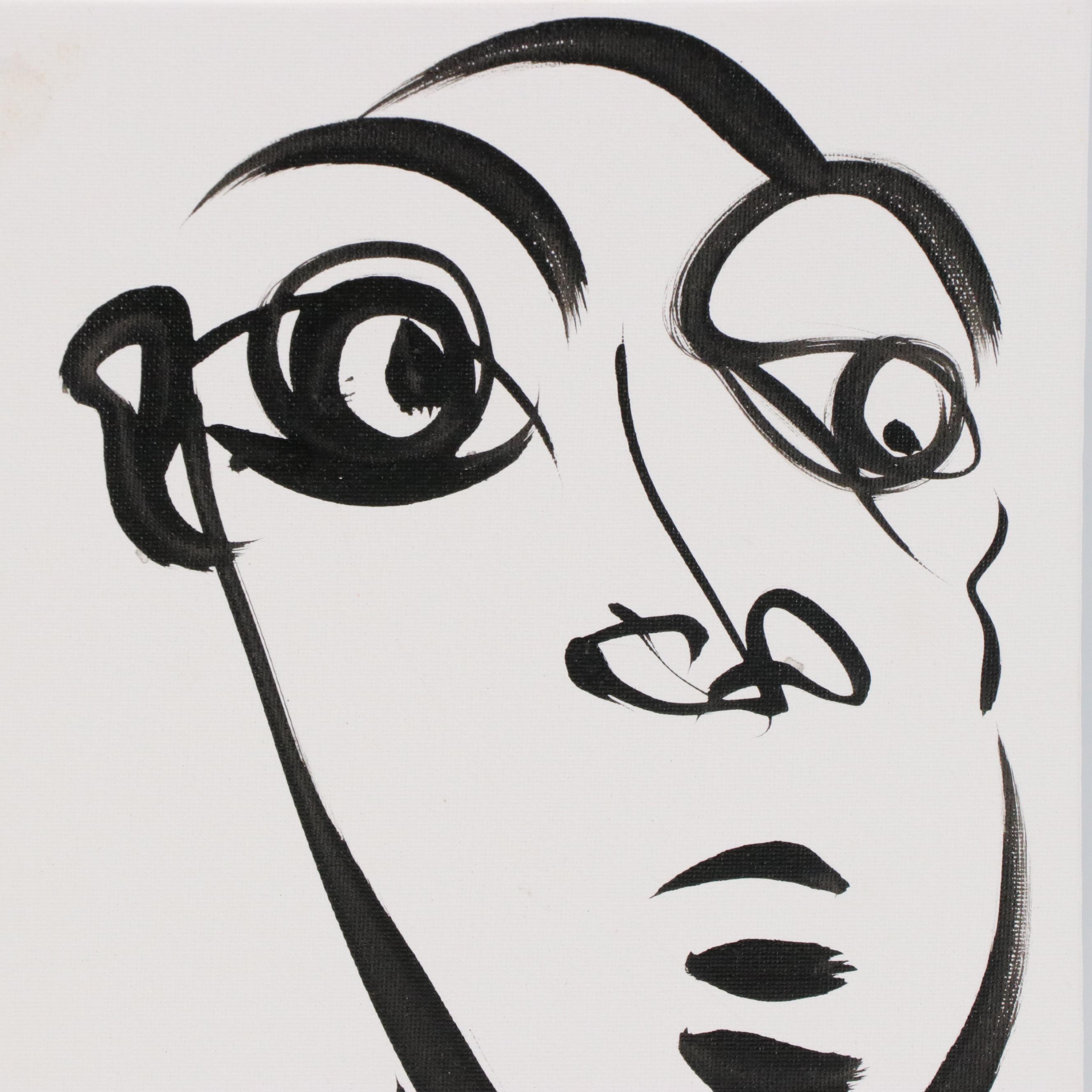 Peter Keil Abstract Portrait Acrylic Painting