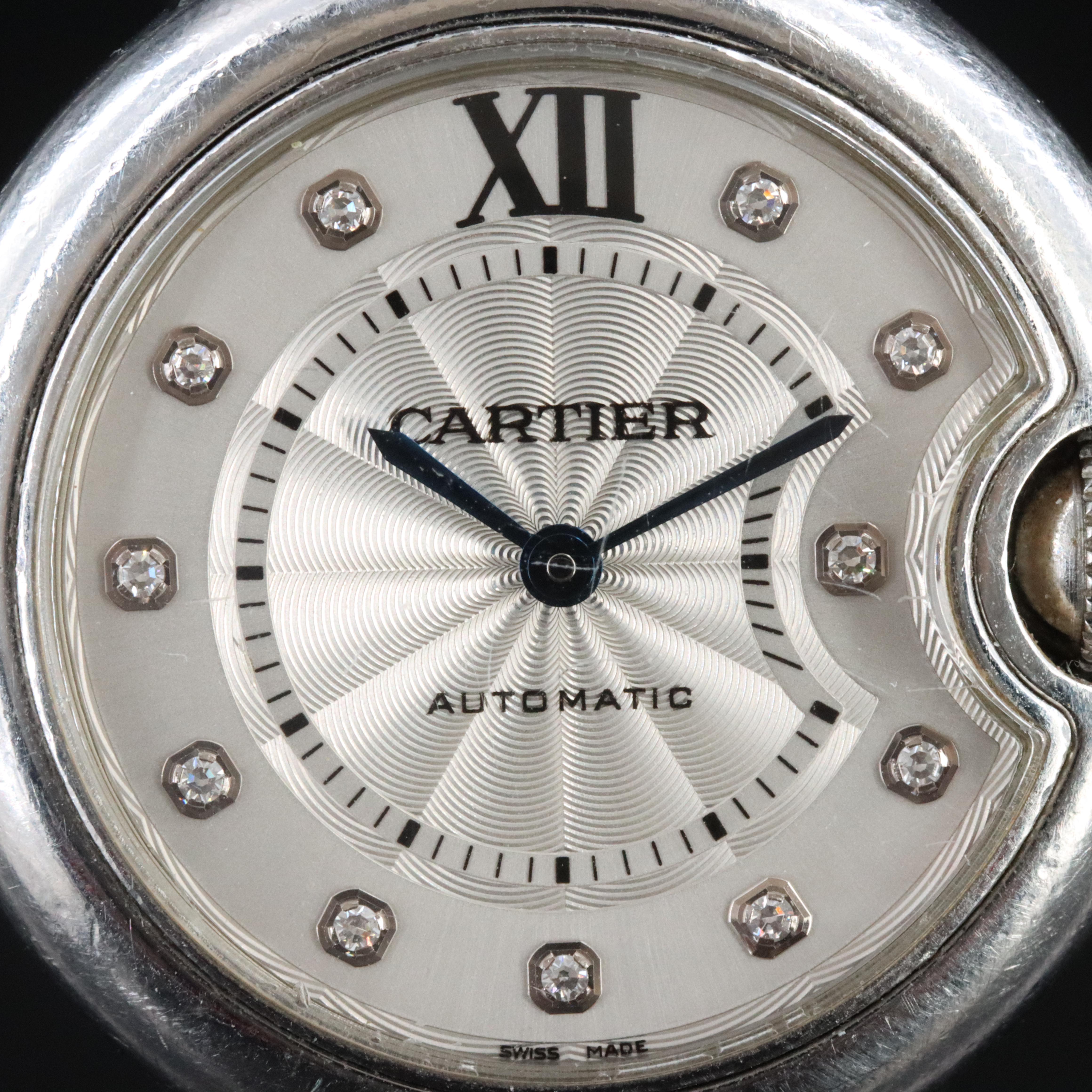 Cartier Ballon Bleu 3489 Diamond Dial 33mm Steel Automatic Watch