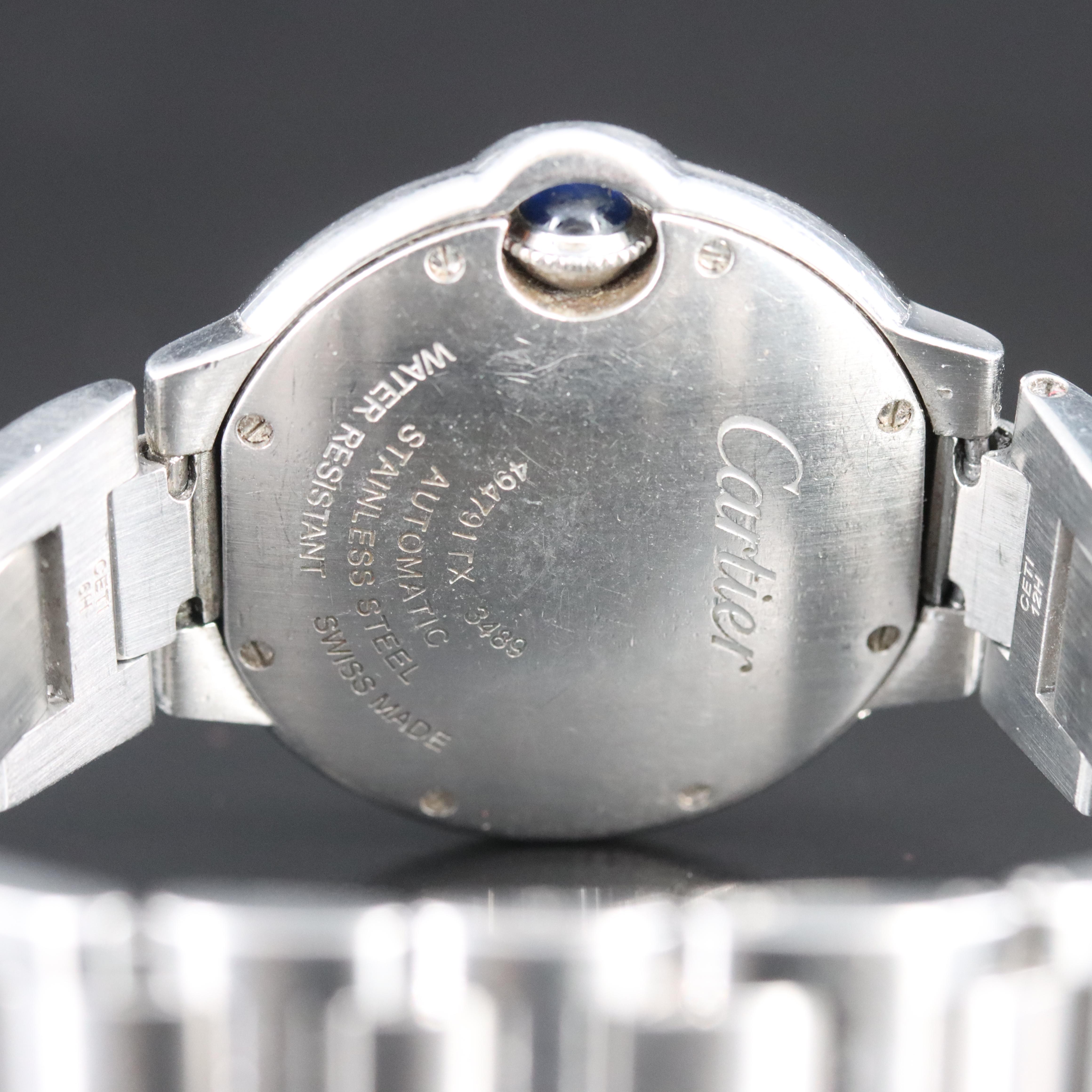 Cartier Ballon Bleu 3489 Diamond Dial 33mm Steel Automatic Watch