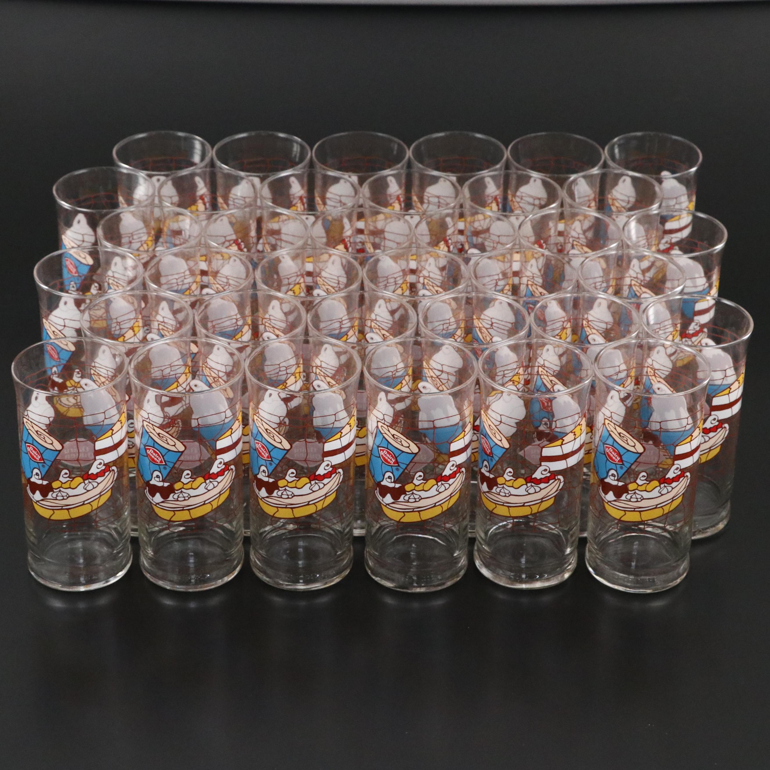 Dairy Queen Ice Cream Motif Glass Highball Glasses, Late 20th Century