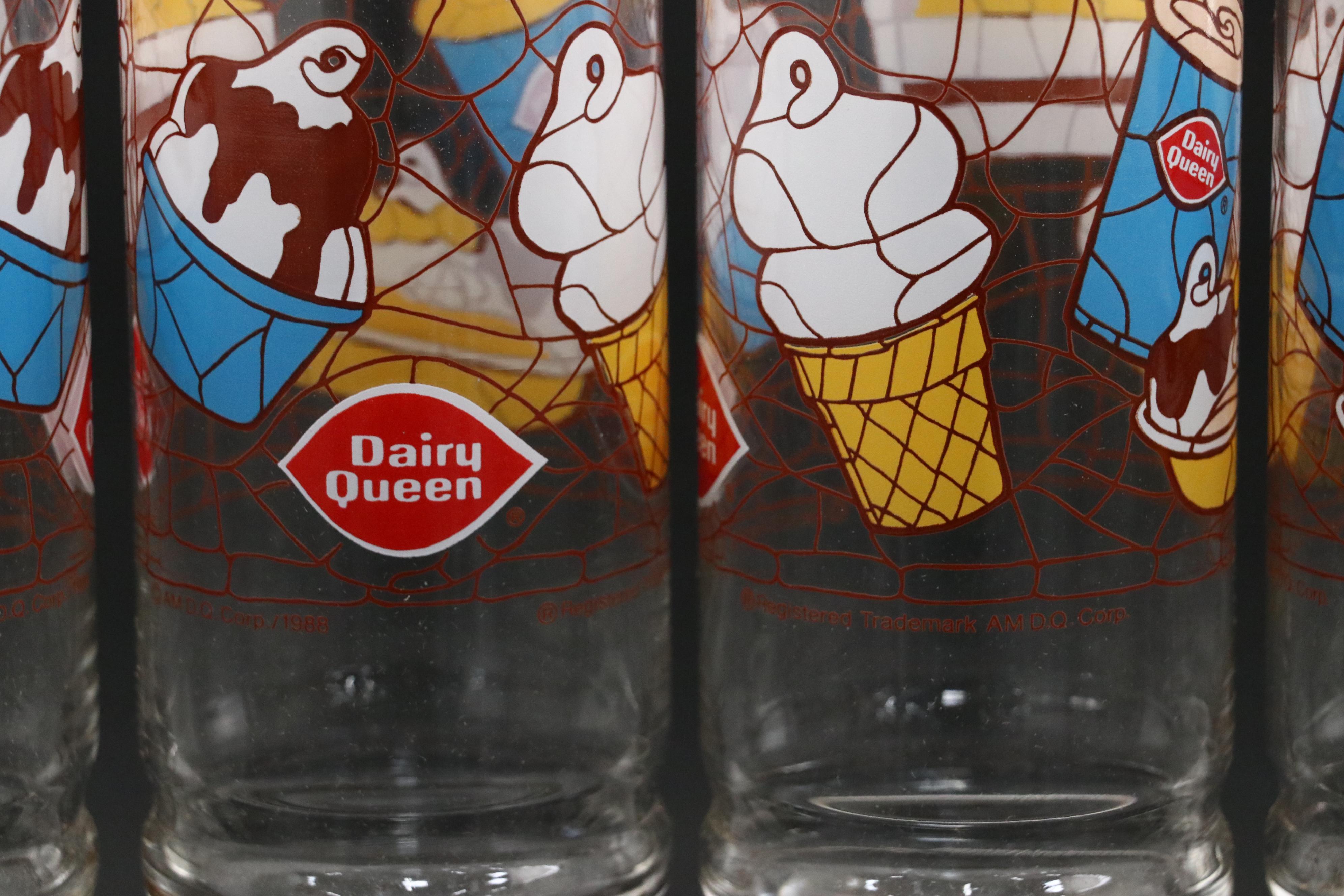 Dairy Queen Ice Cream Motif Glass Highball Glasses, Late 20th Century