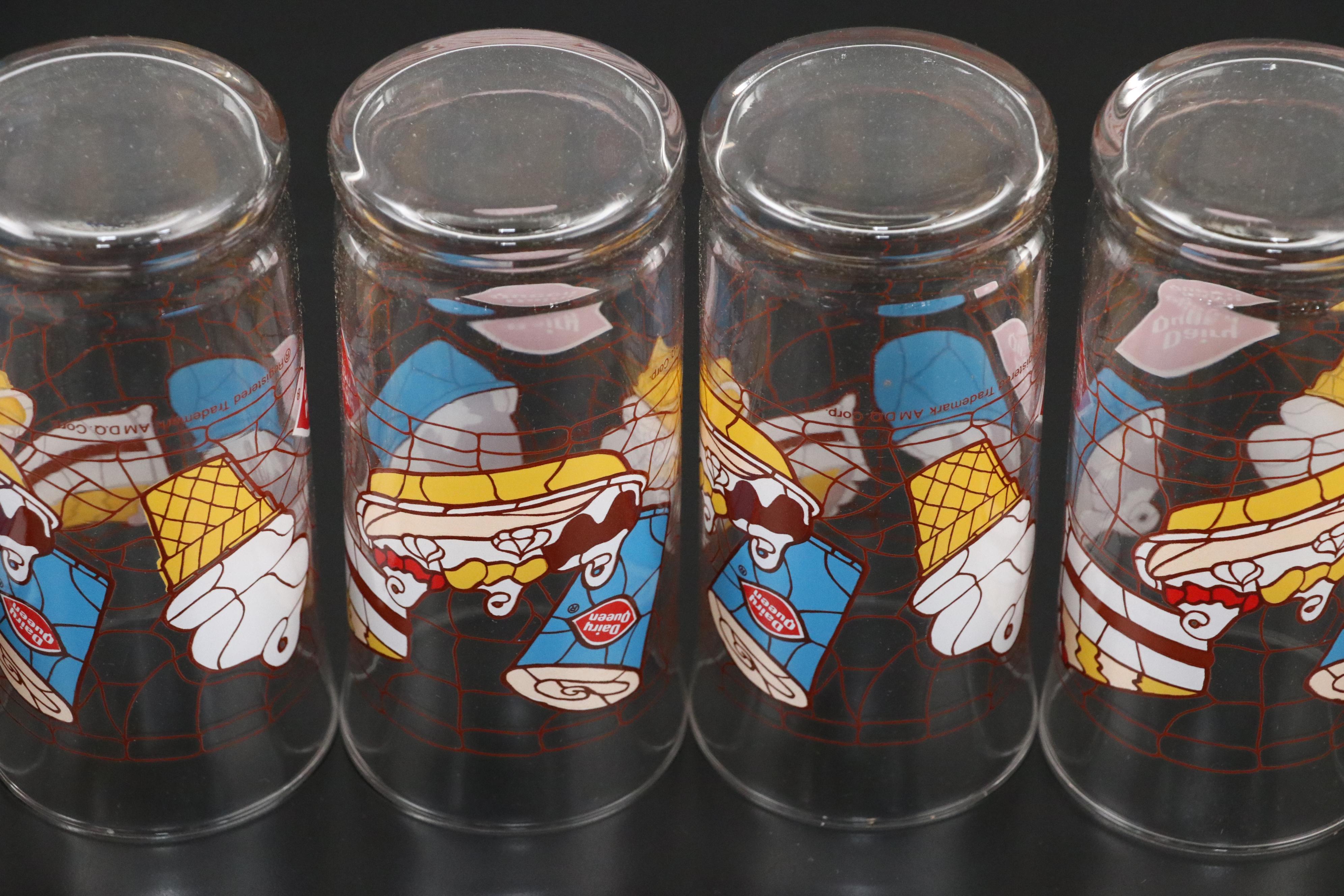 Dairy Queen Ice Cream Motif Glass Highball Glasses, Late 20th Century