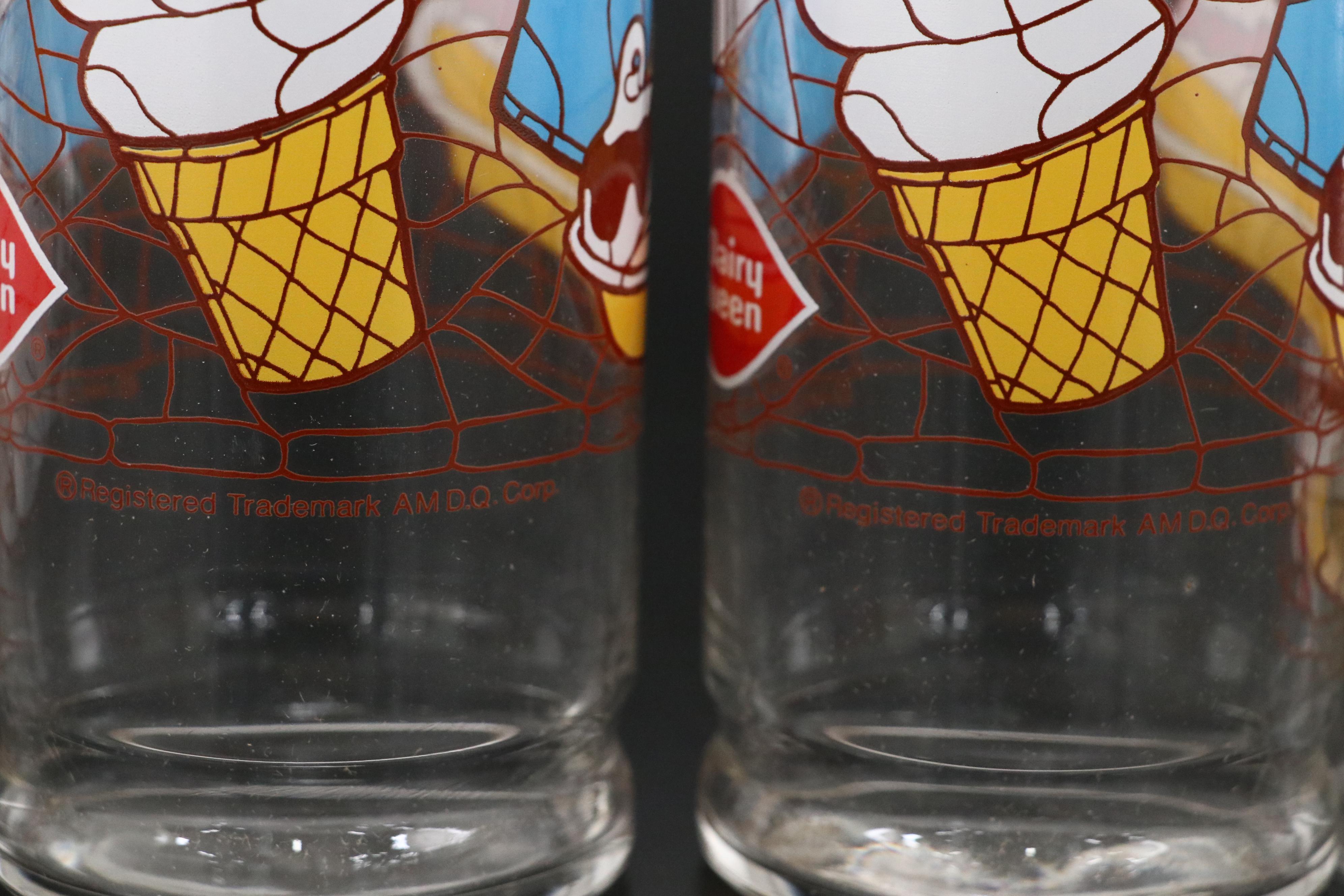 Dairy Queen Ice Cream Motif Glass Highball Glasses, Late 20th Century