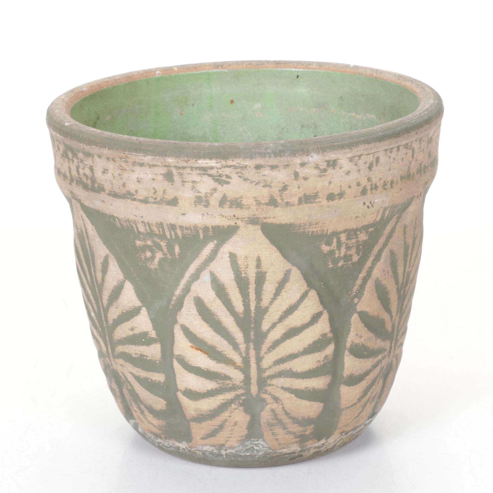 Red Wing Brushware "Elephant Ears" Jardiniere in Green, 1920s