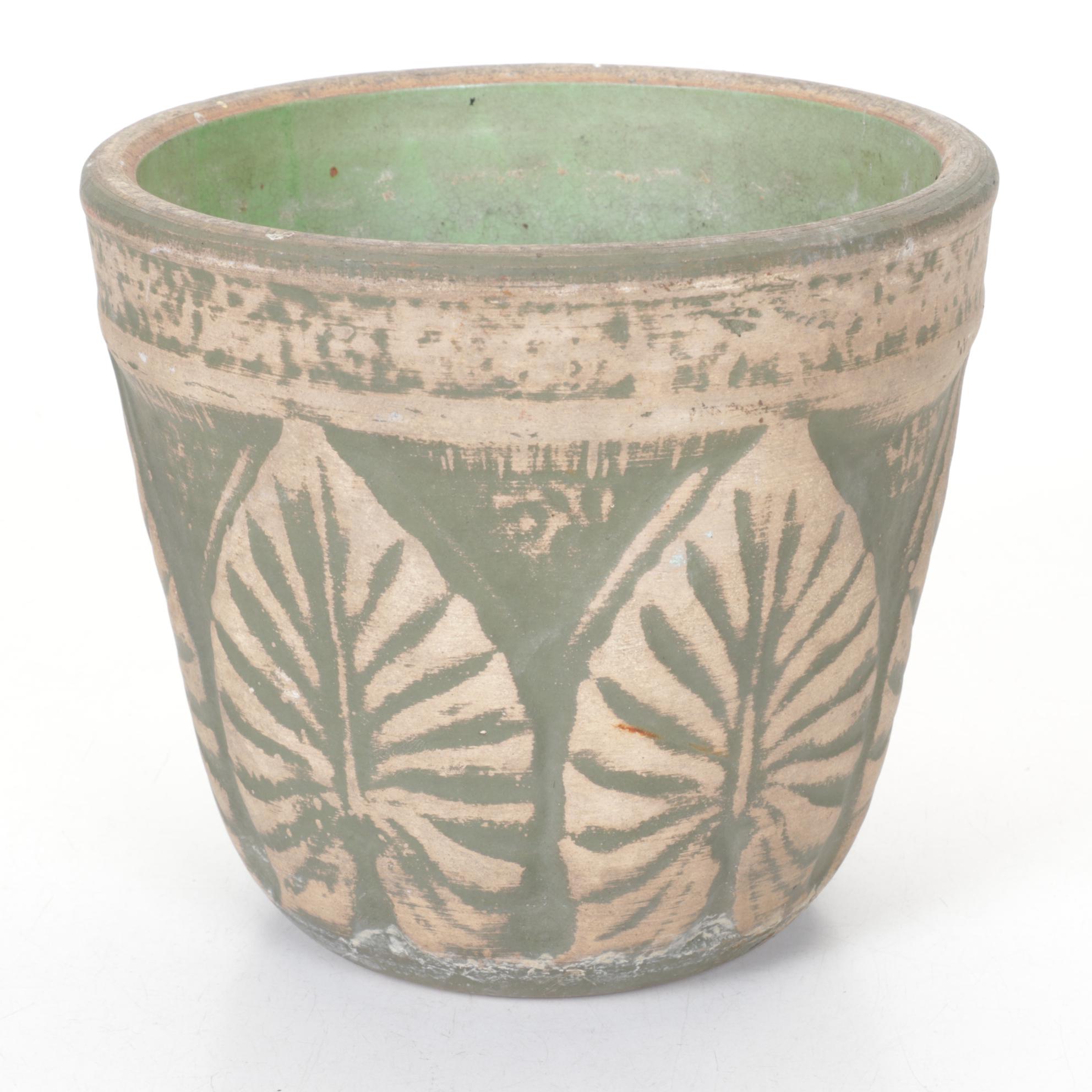 Red Wing Brushware "Elephant Ears" Jardiniere in Green, 1920s