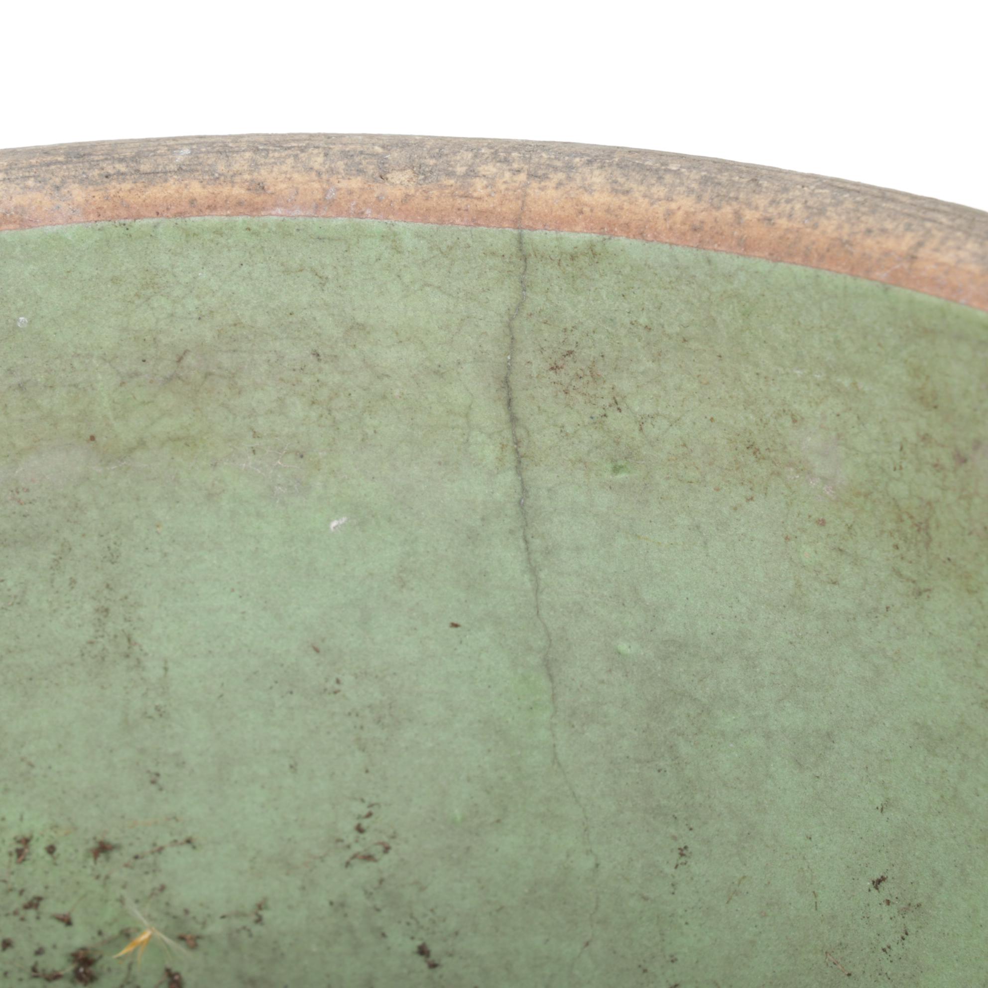 Red Wing Brushware "Elephant Ears" Jardiniere in Green, 1920s