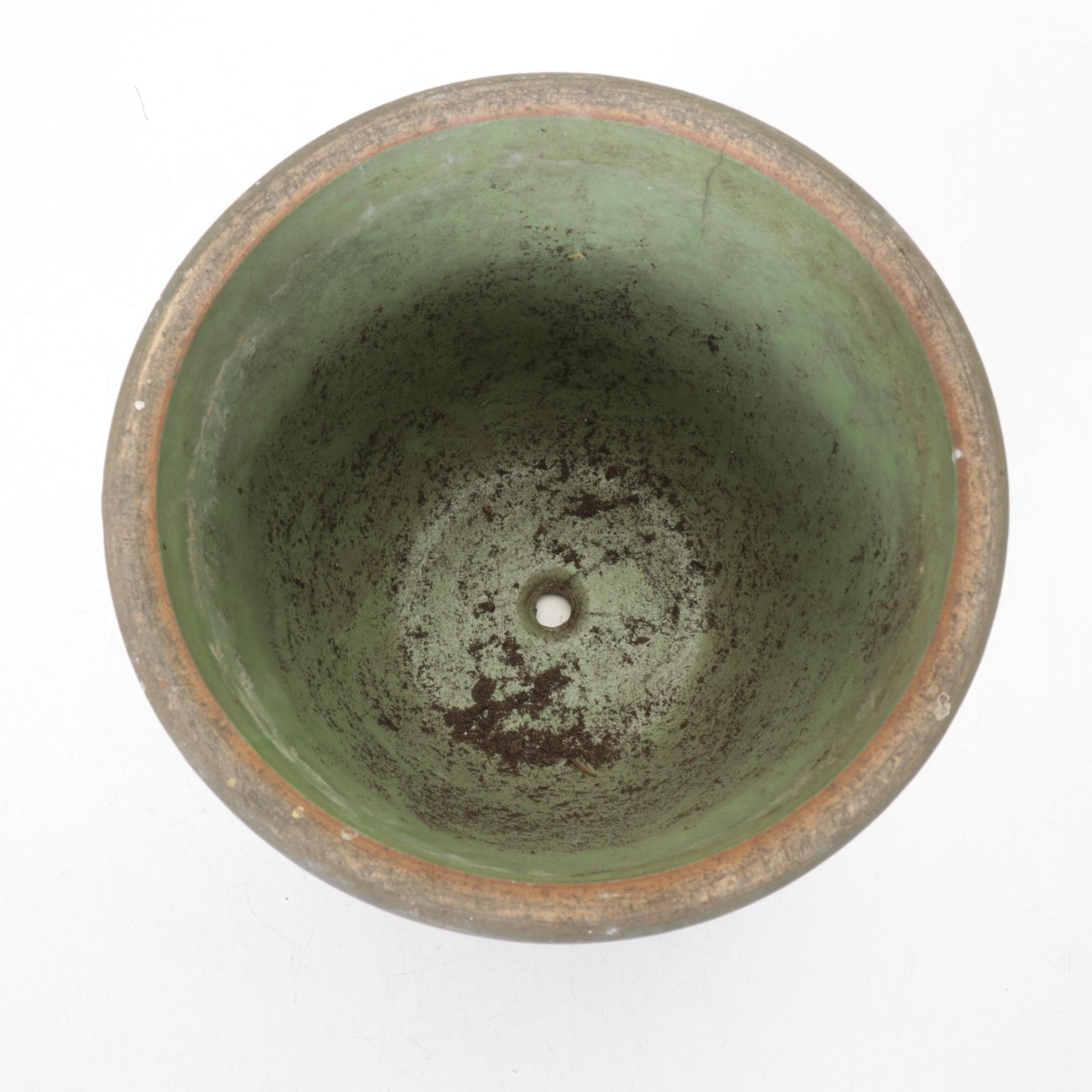 Red Wing Brushware "Elephant Ears" Jardiniere in Green, 1920s