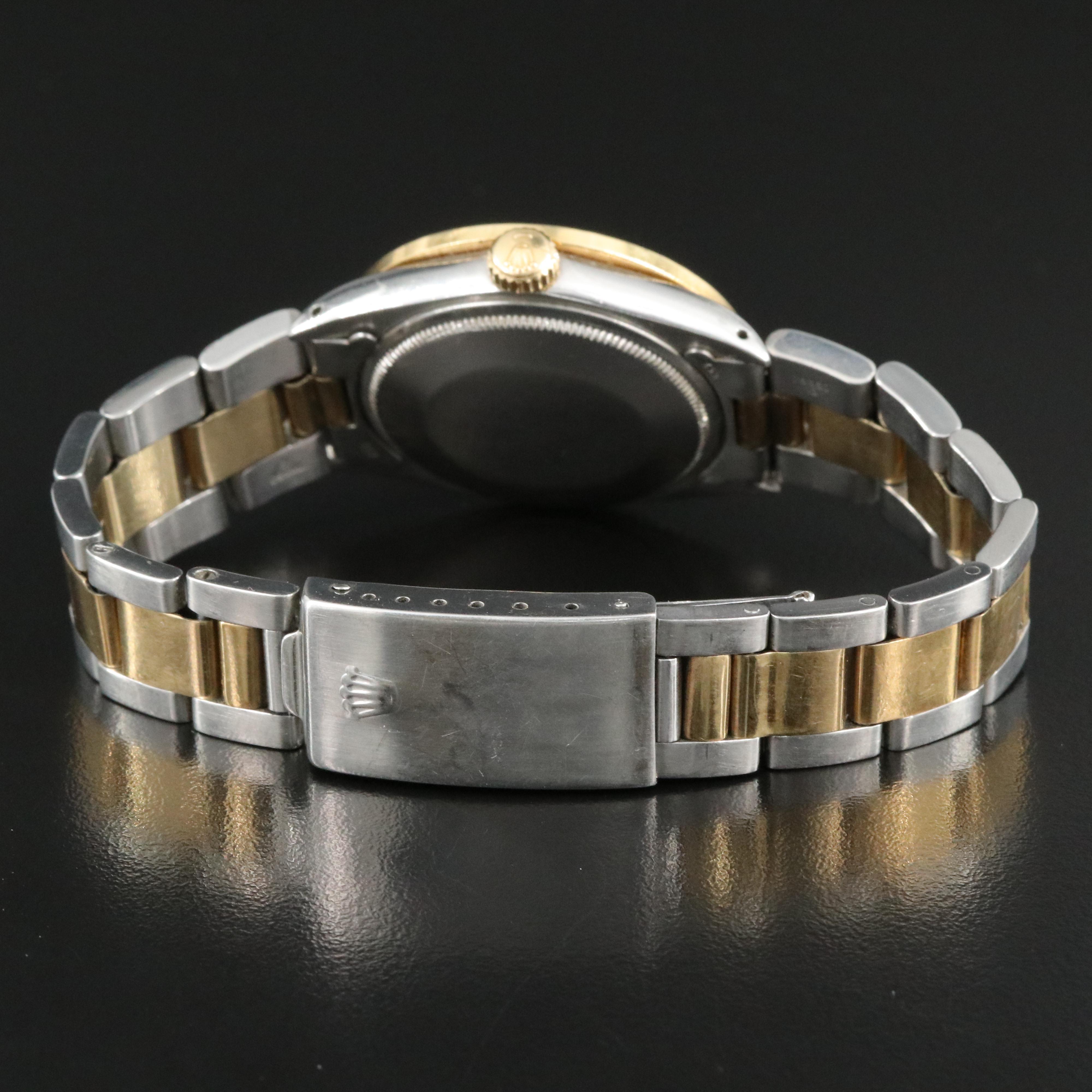 Rolex Oyster Perpetual Date 1505 Custom Diamond Dial Bezel 34mm Automatic Watch