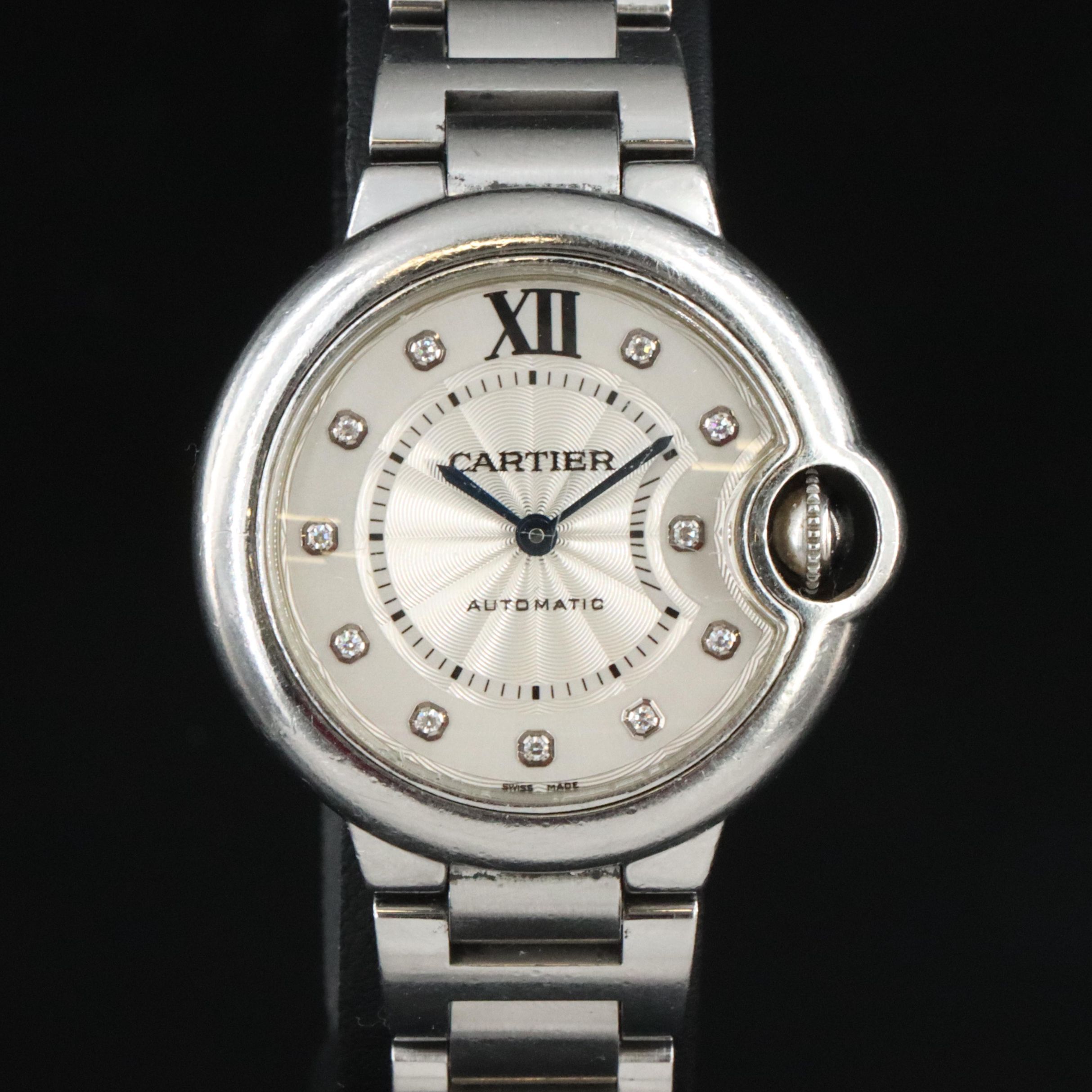 Cartier Ballon Bleu 3489 Diamond Dial 33mm Steel Automatic Watch
