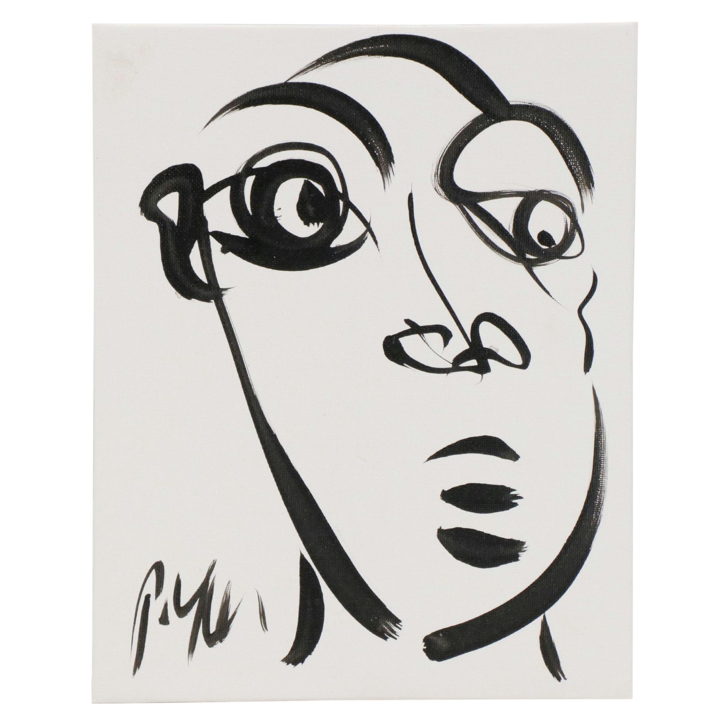 Peter Keil Abstract Portrait Acrylic Painting