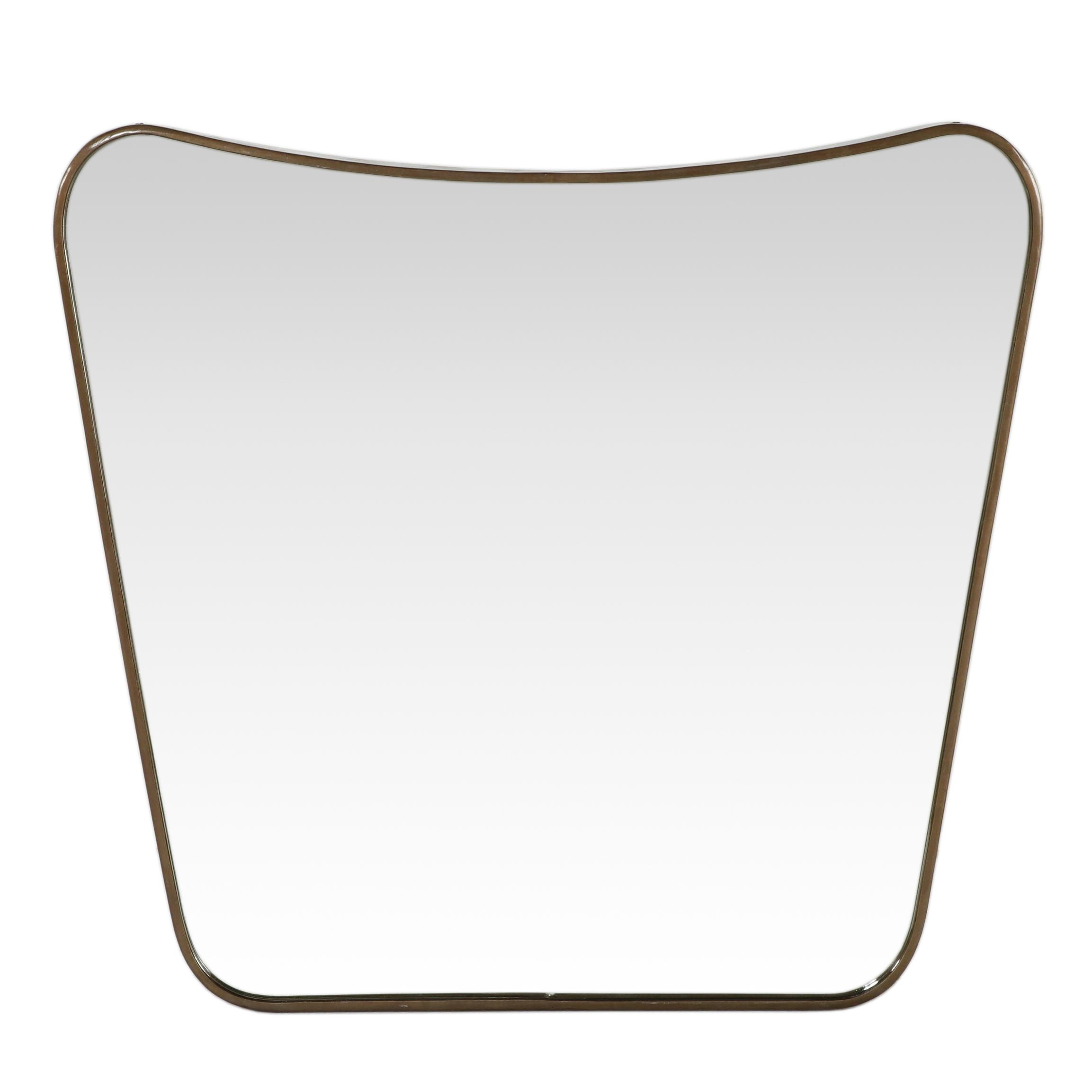 Italian Modern Style Brass Framed Wall Mirror, Manner of Gio Ponti