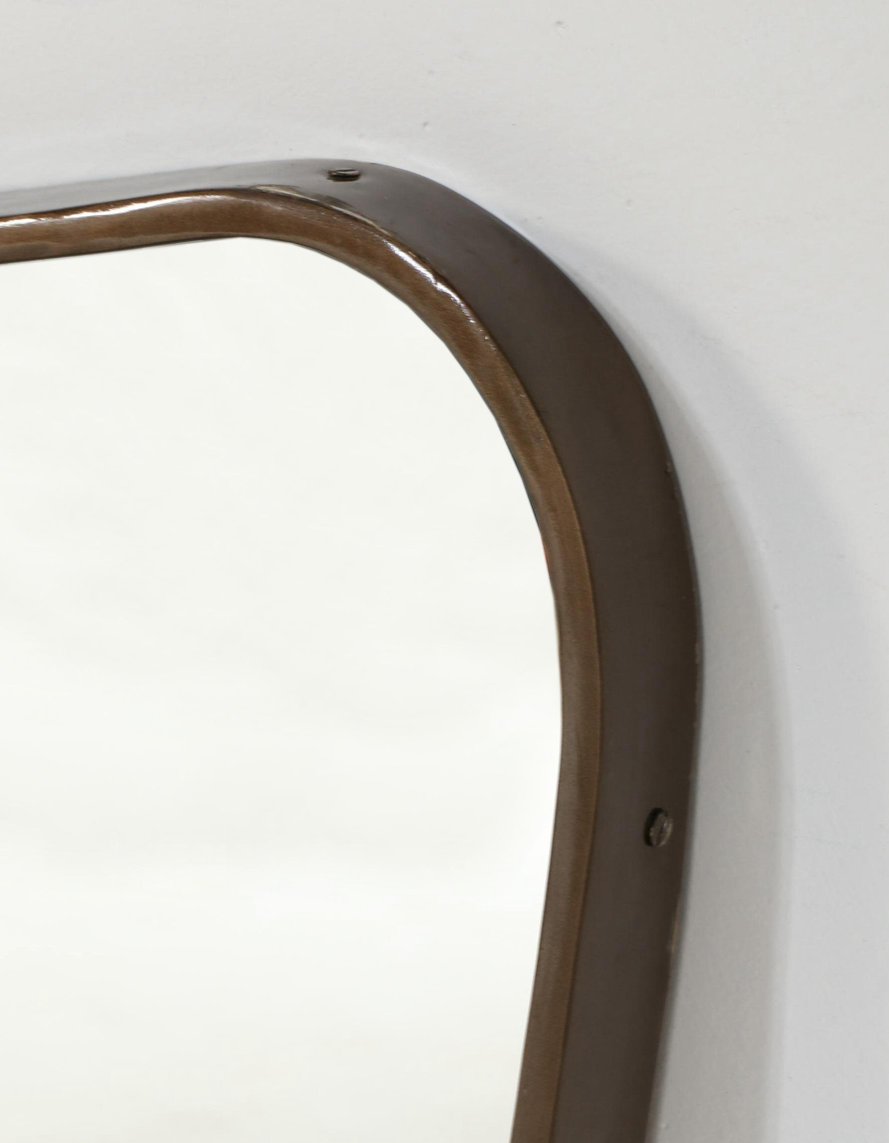 Italian Modern Style Brass Framed Wall Mirror, Manner of Gio Ponti