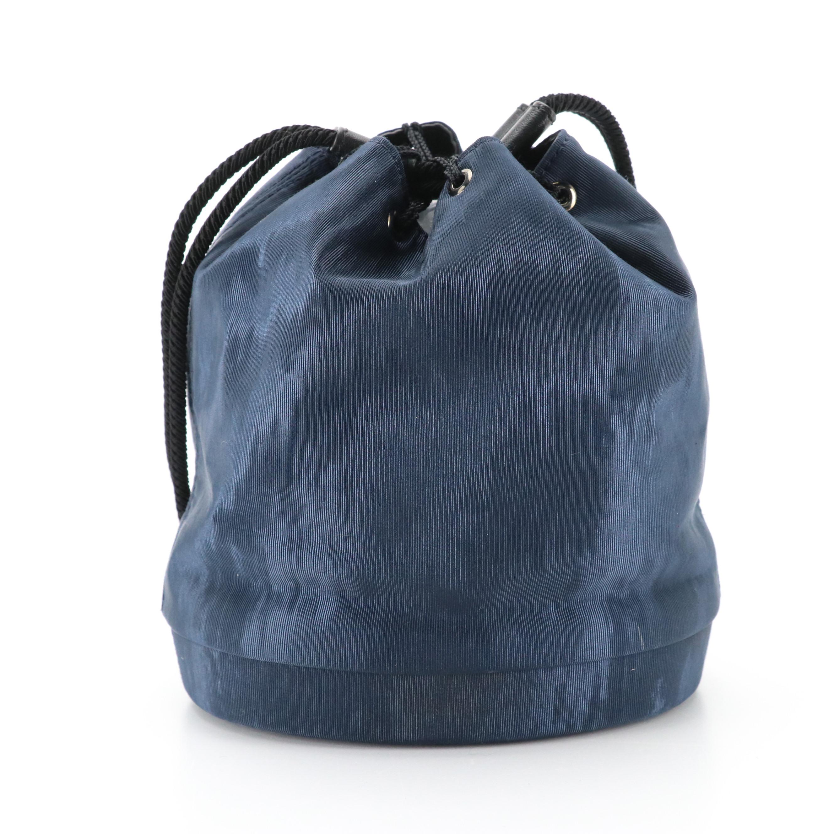 Christian Dior 30 Montaigne Mini Bucket Bag in Navy Blue Faille Textile