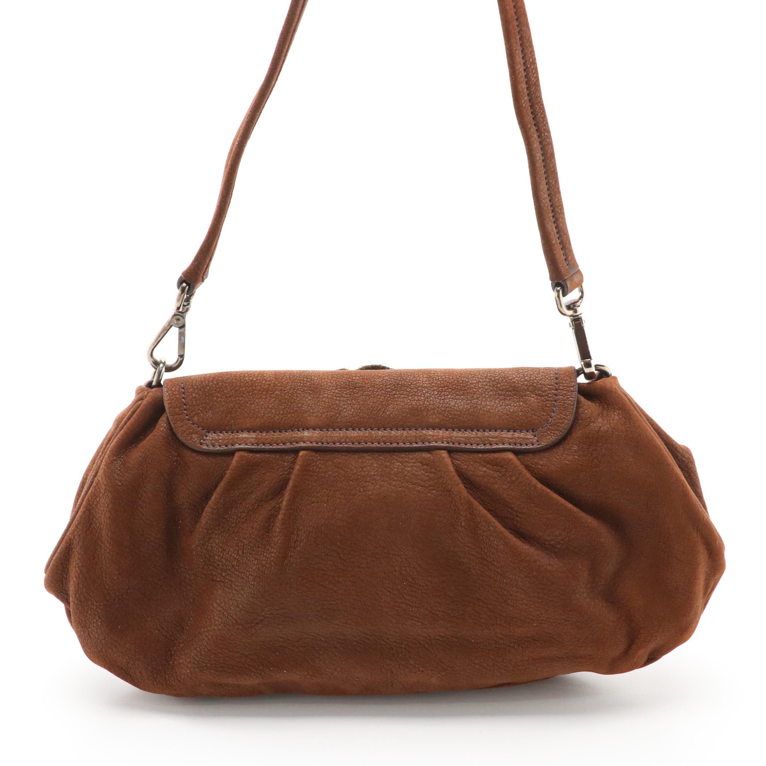 Prada Rhinestone Embellished Brown Leather Antic Skipper Shoulder Bag, 2000s