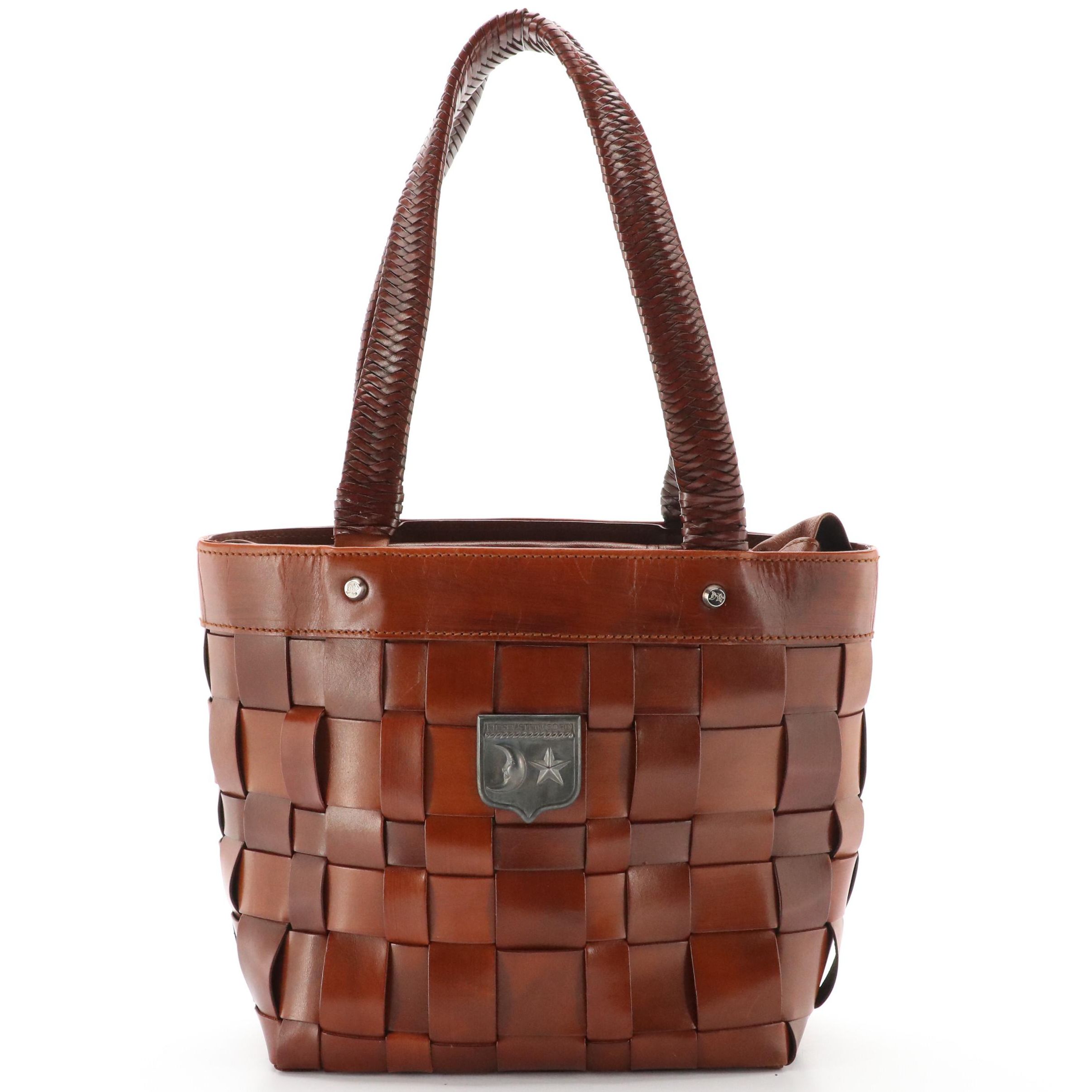 Barry Kieselstein-Cord Woven Leather Drawstring Shoulder Bag