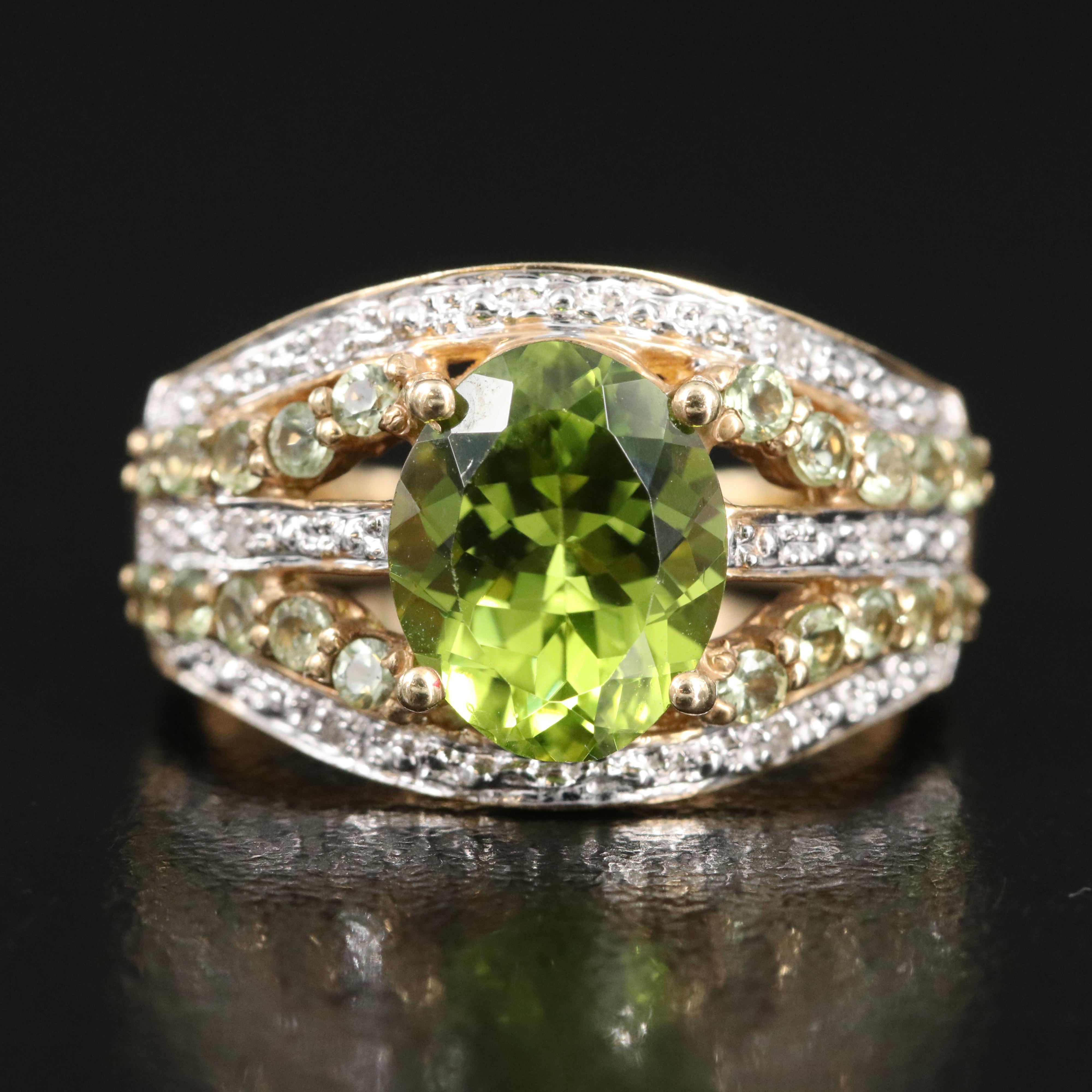 14K Peridot and 0.03 CTW Diamond Ring