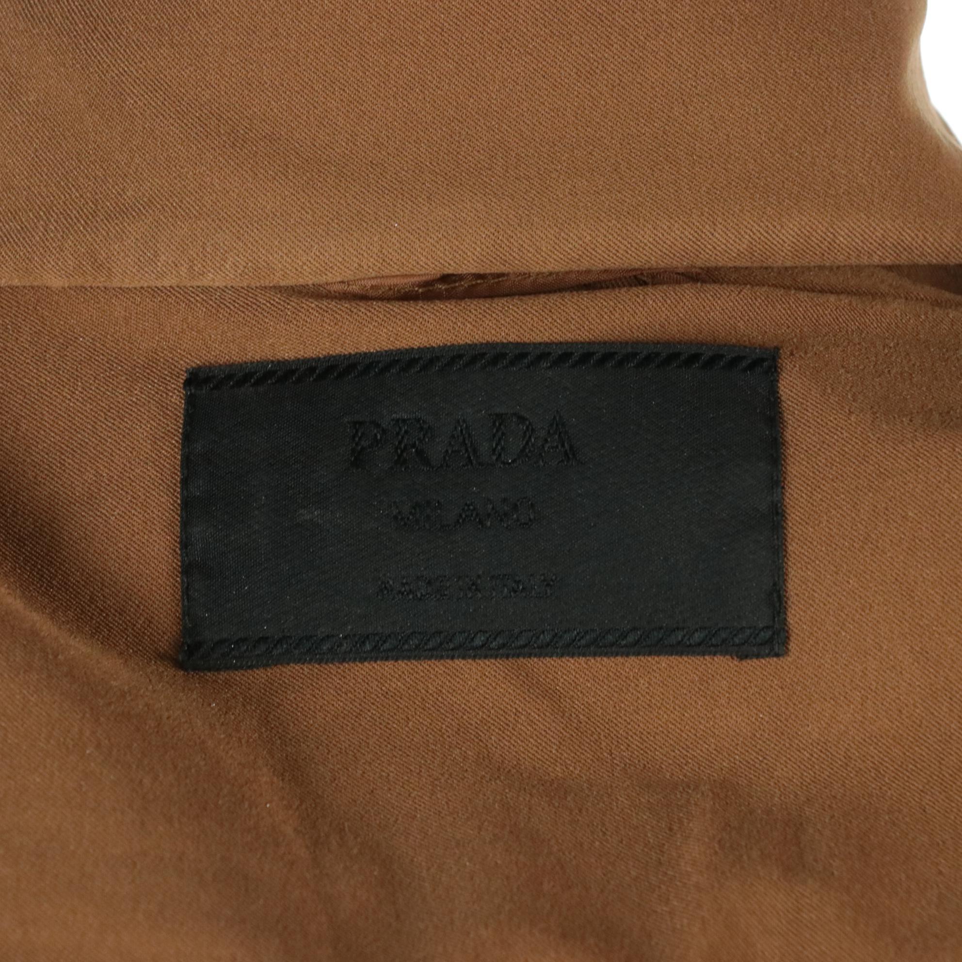 Prada Double-Breasted Belted Jacket and Black Straight Leg Trousers