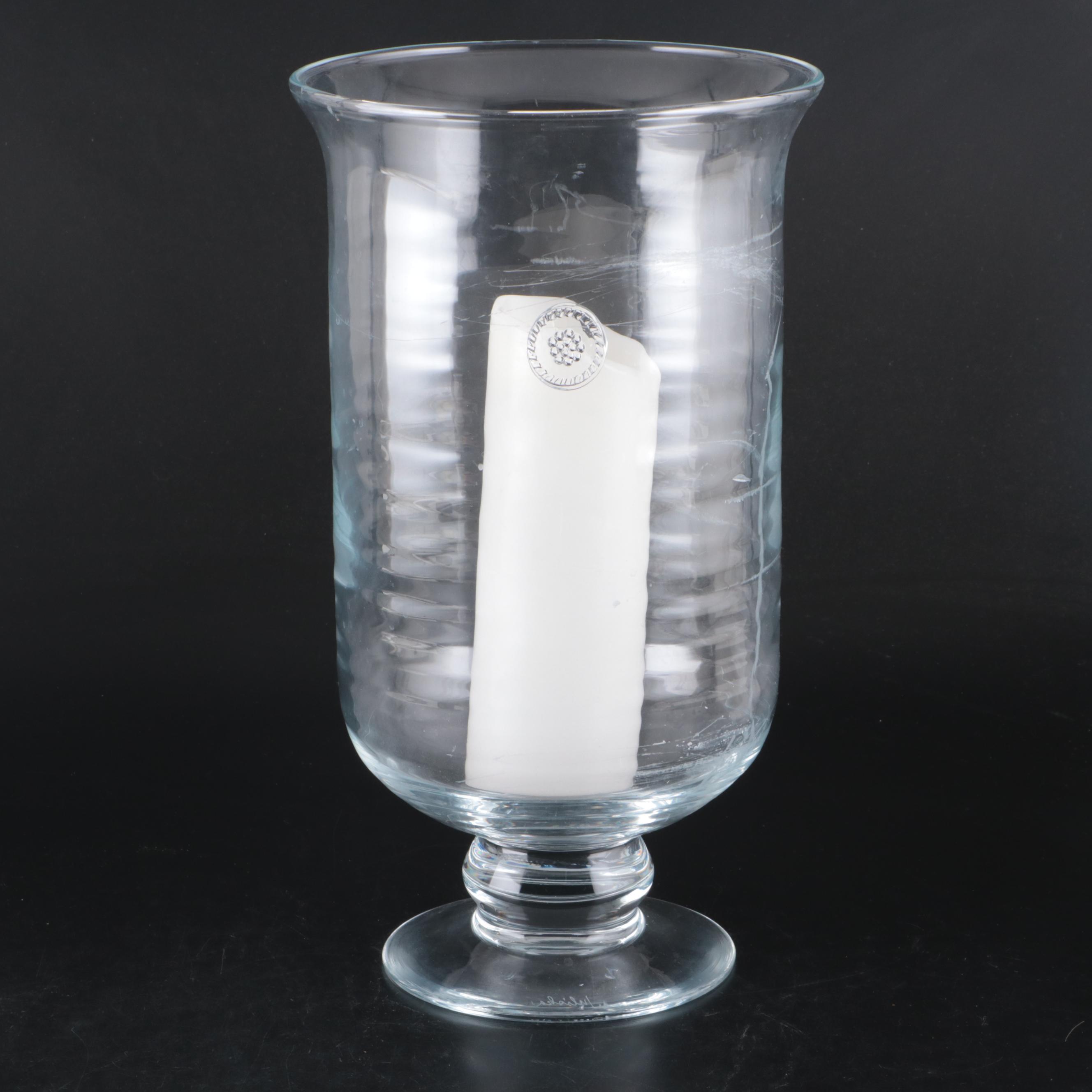 Juliska Glassware Berry and Thread Footed Hurricane Candle Holder