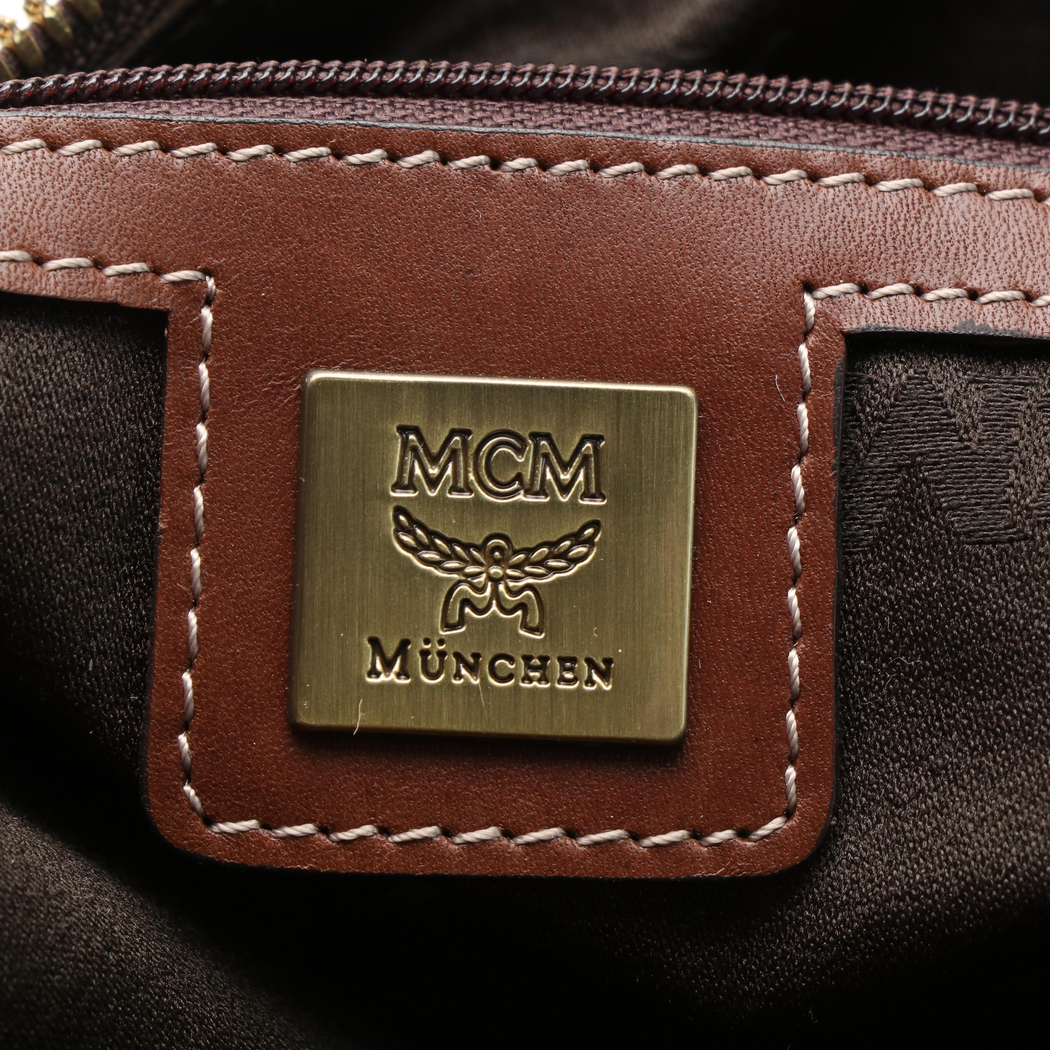 MCM Briefcase Handle Bag in Brown Leather