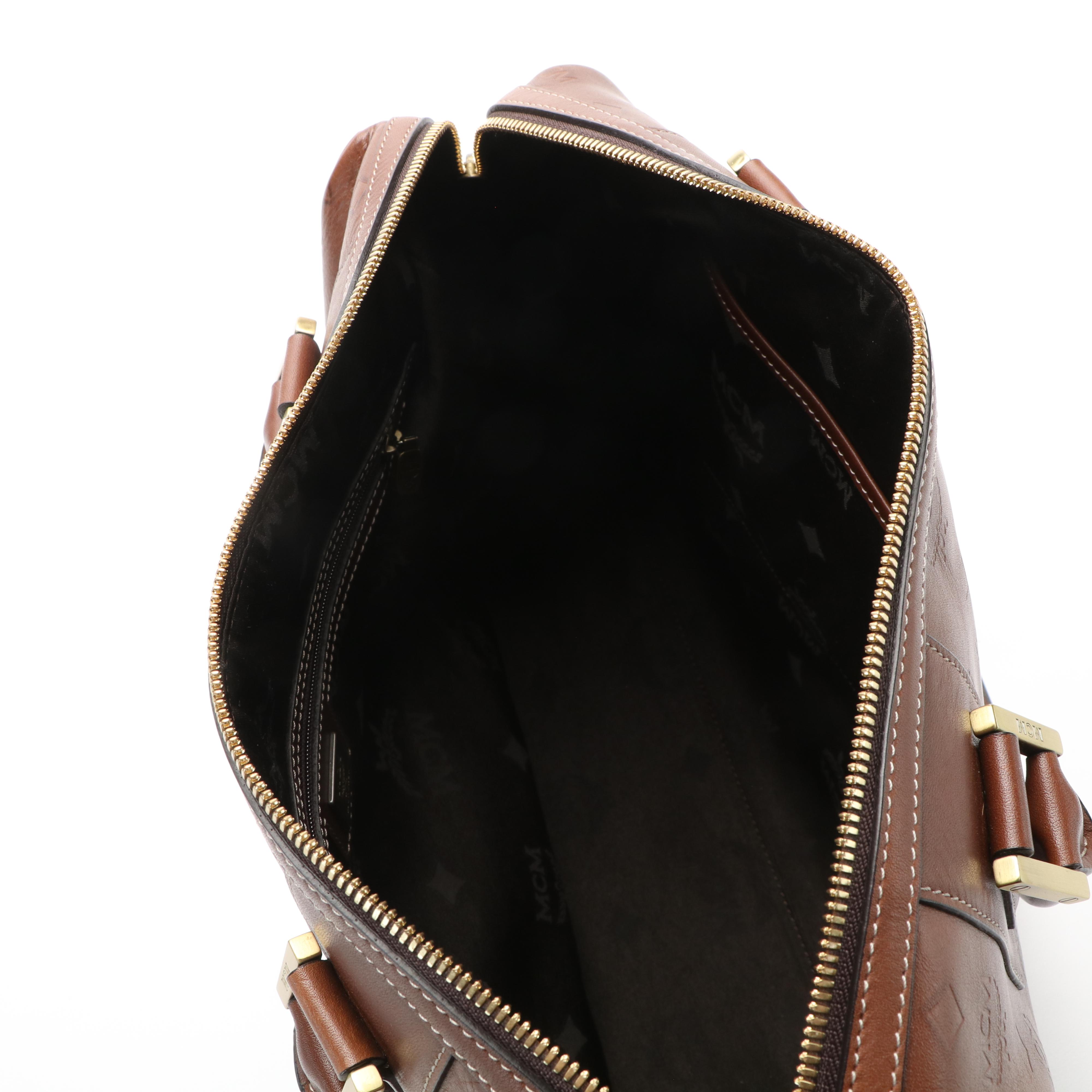 MCM Briefcase Handle Bag in Brown Leather