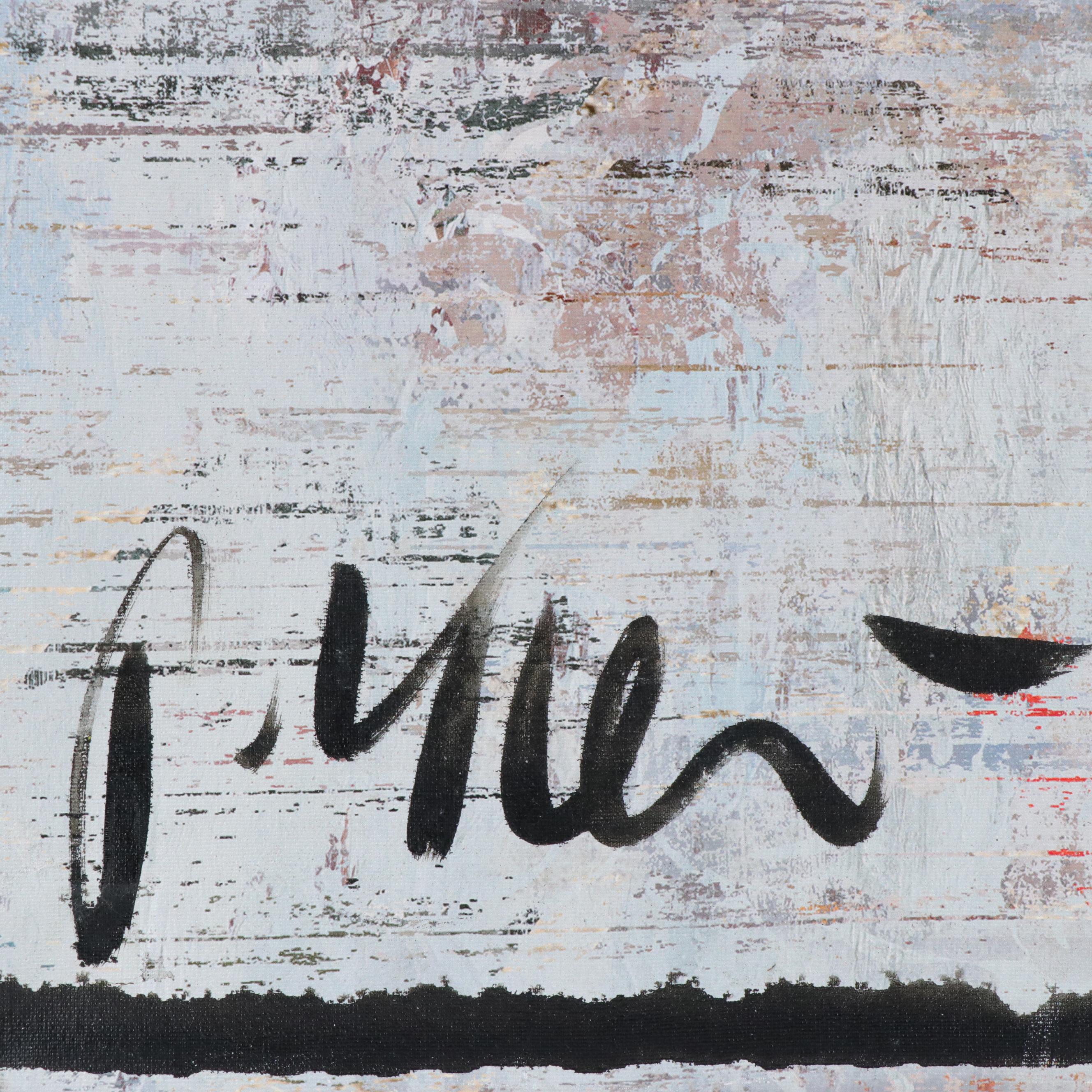 Peter Keil "Blue Picasso" Abstract Portrait Acrylic Painting, Late 20th Century