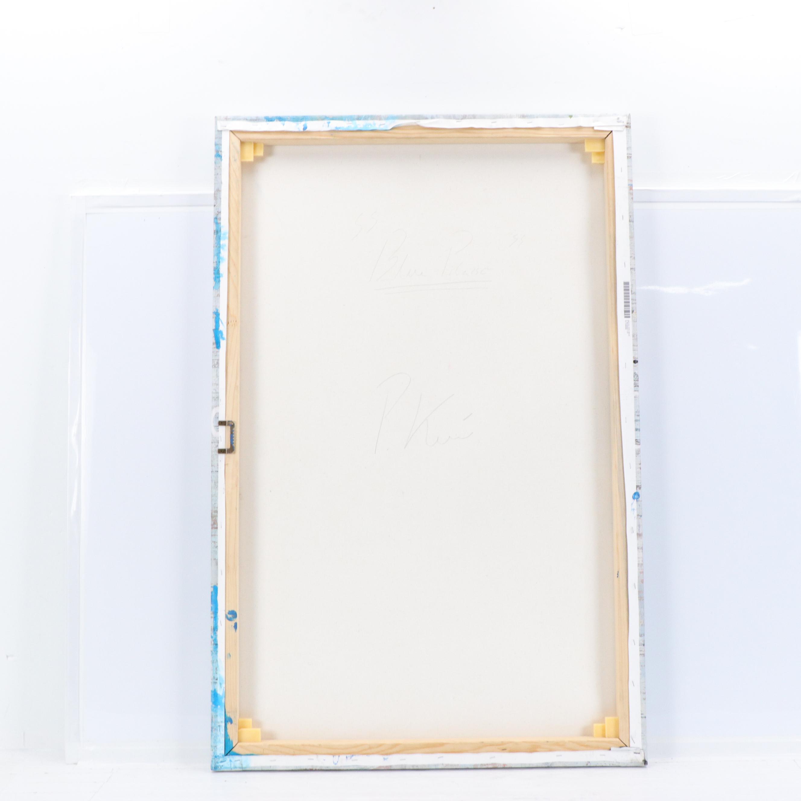 Peter Keil "Blue Picasso" Abstract Portrait Acrylic Painting, Late 20th Century