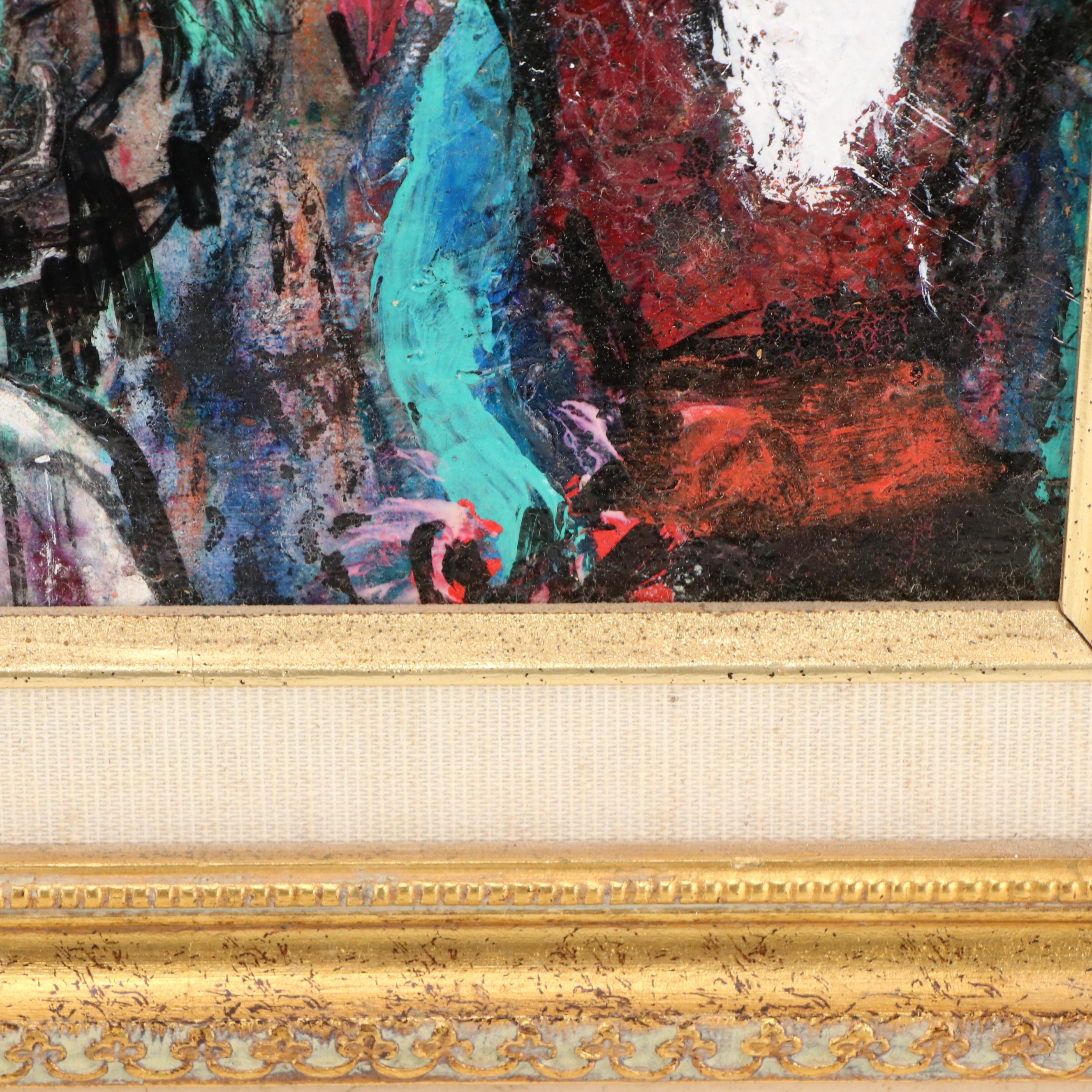 Pascal Cucaro Modernist Style Figurative Scene Oil Painting