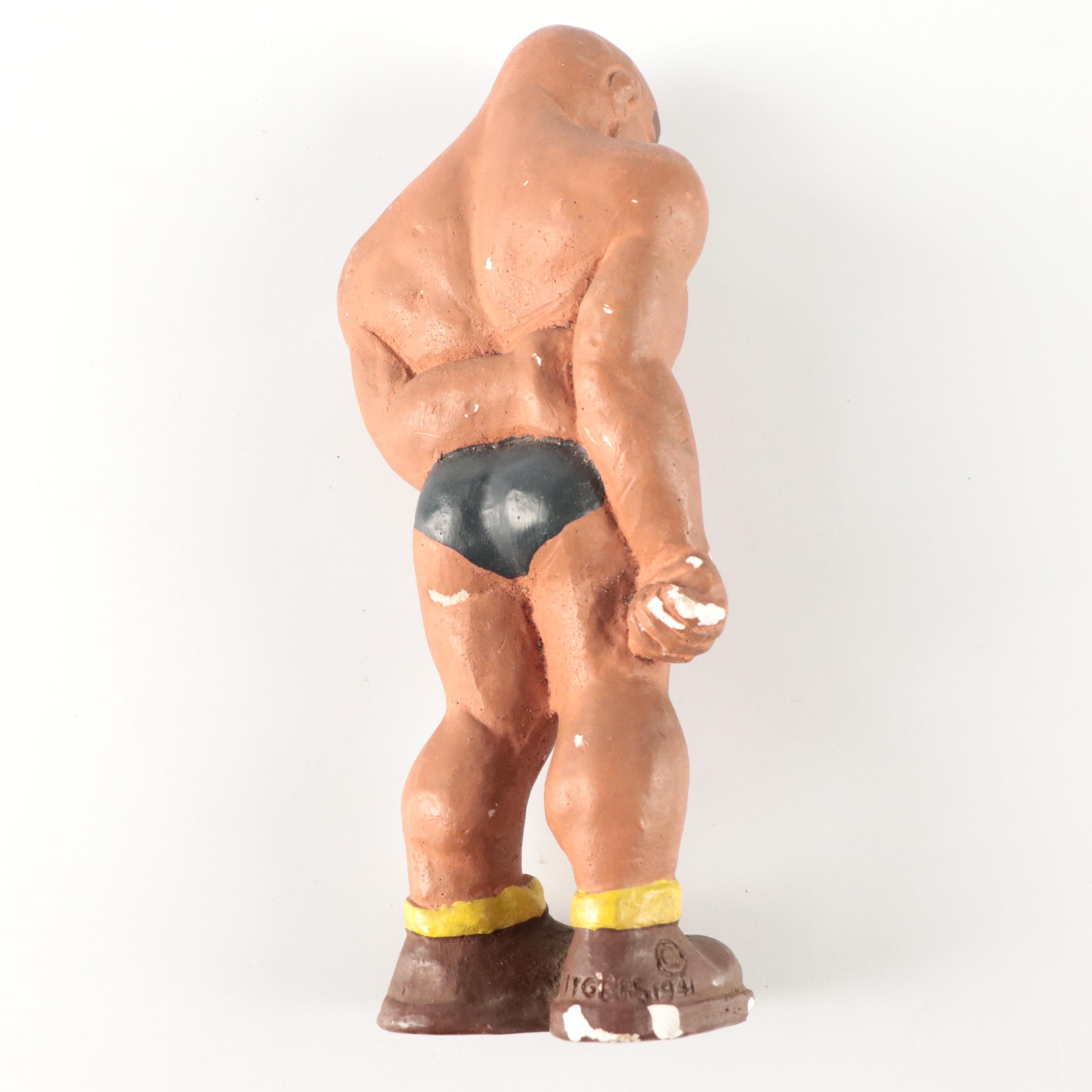 LaFayette Rittgers Chalkware Wrestling Figurines, 1941