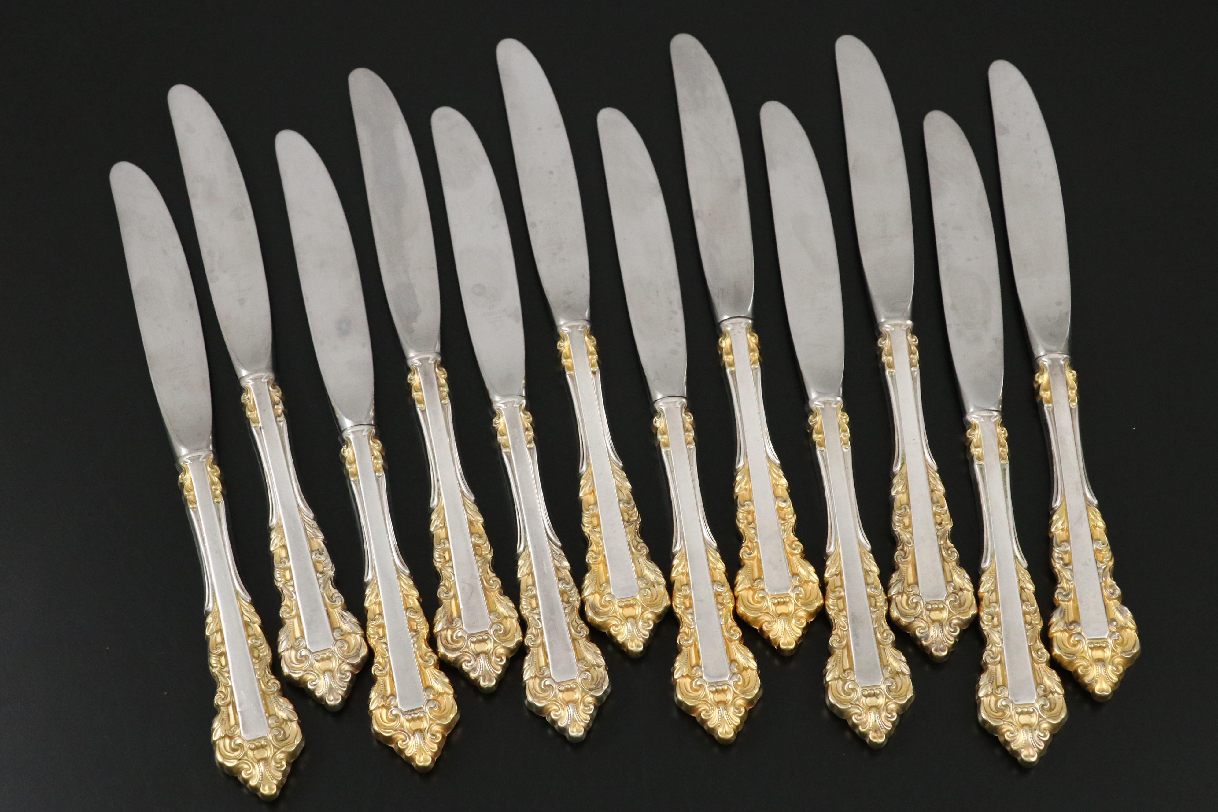 Gorham "Golden Medici" Gold Washed Sterling Silver Handled Knives, 1971–1991