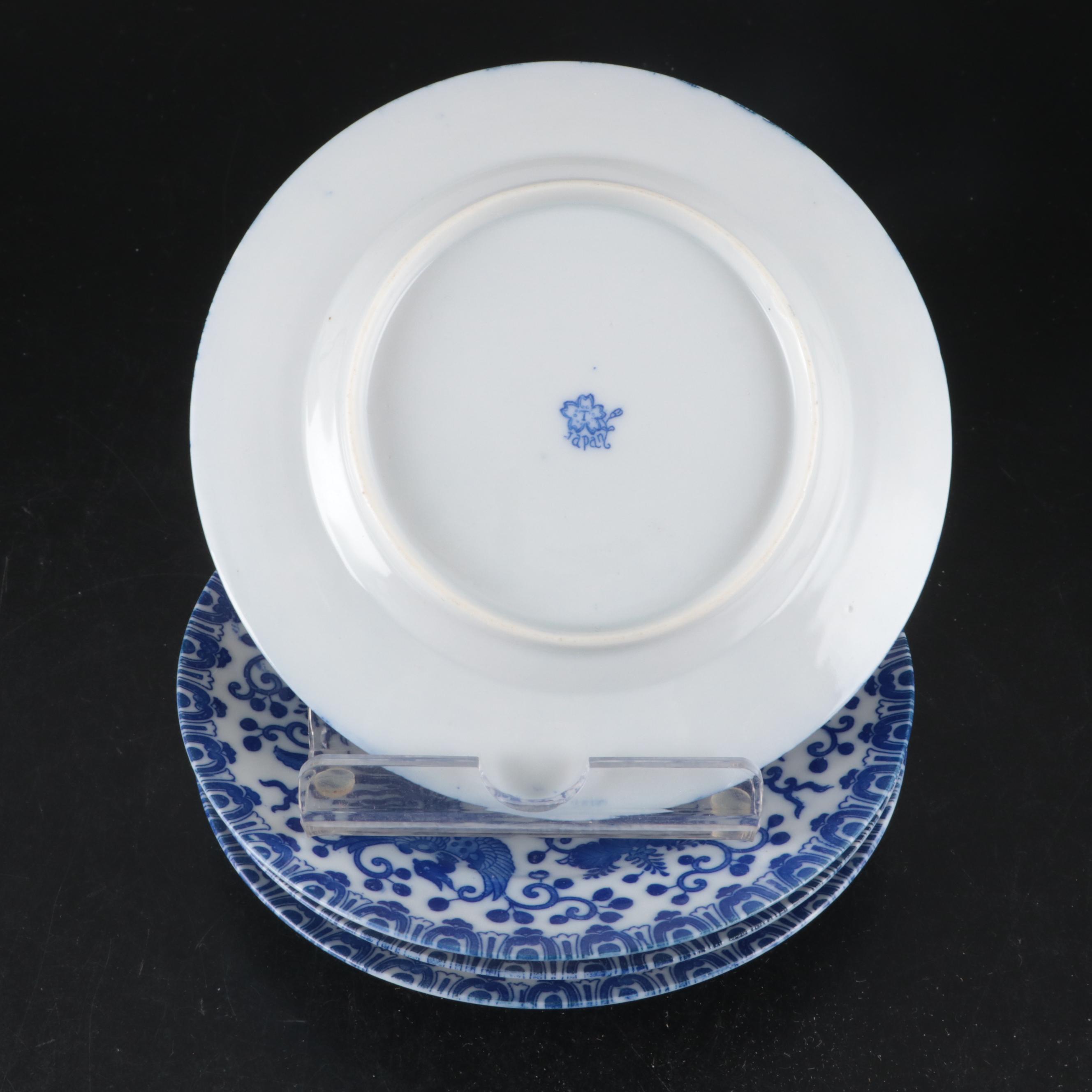 Blue Willow Grill Plates with Japanese Porcelain and Other Tableware