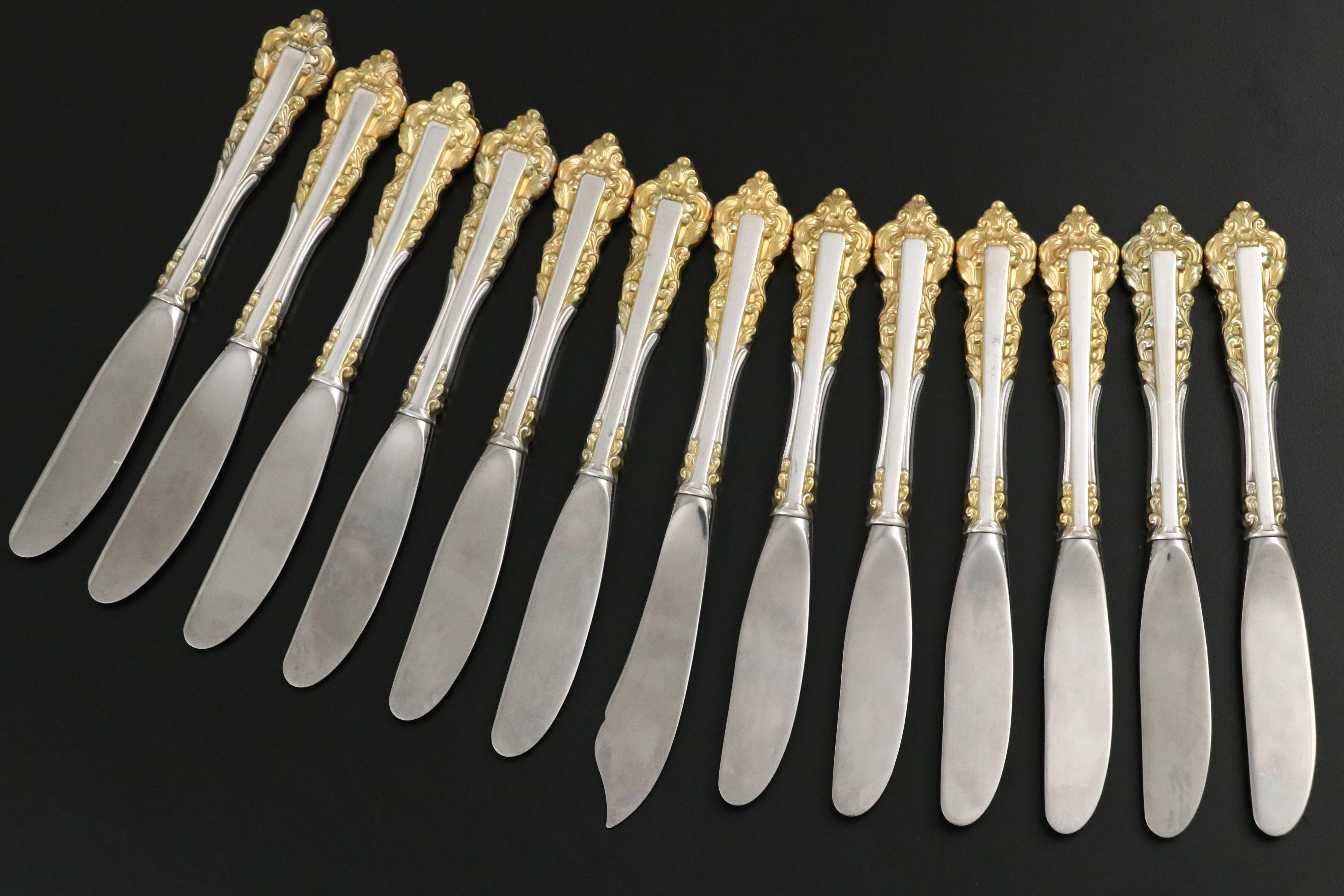 Gorham "Golden Medici" Gold Washed Sterling Silver Butter Spreaders, 1971–1991