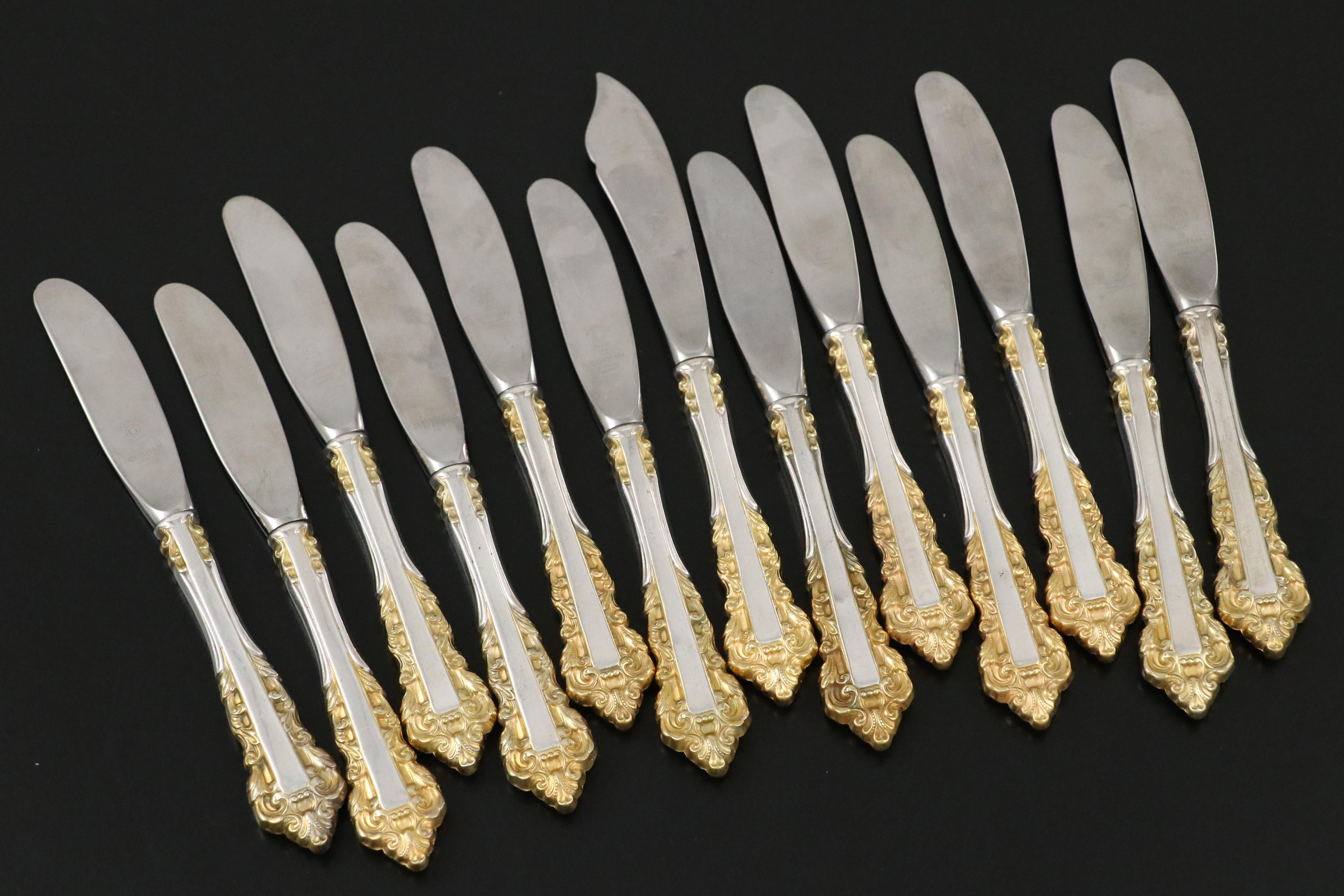 Gorham "Golden Medici" Gold Washed Sterling Silver Butter Spreaders, 1971–1991