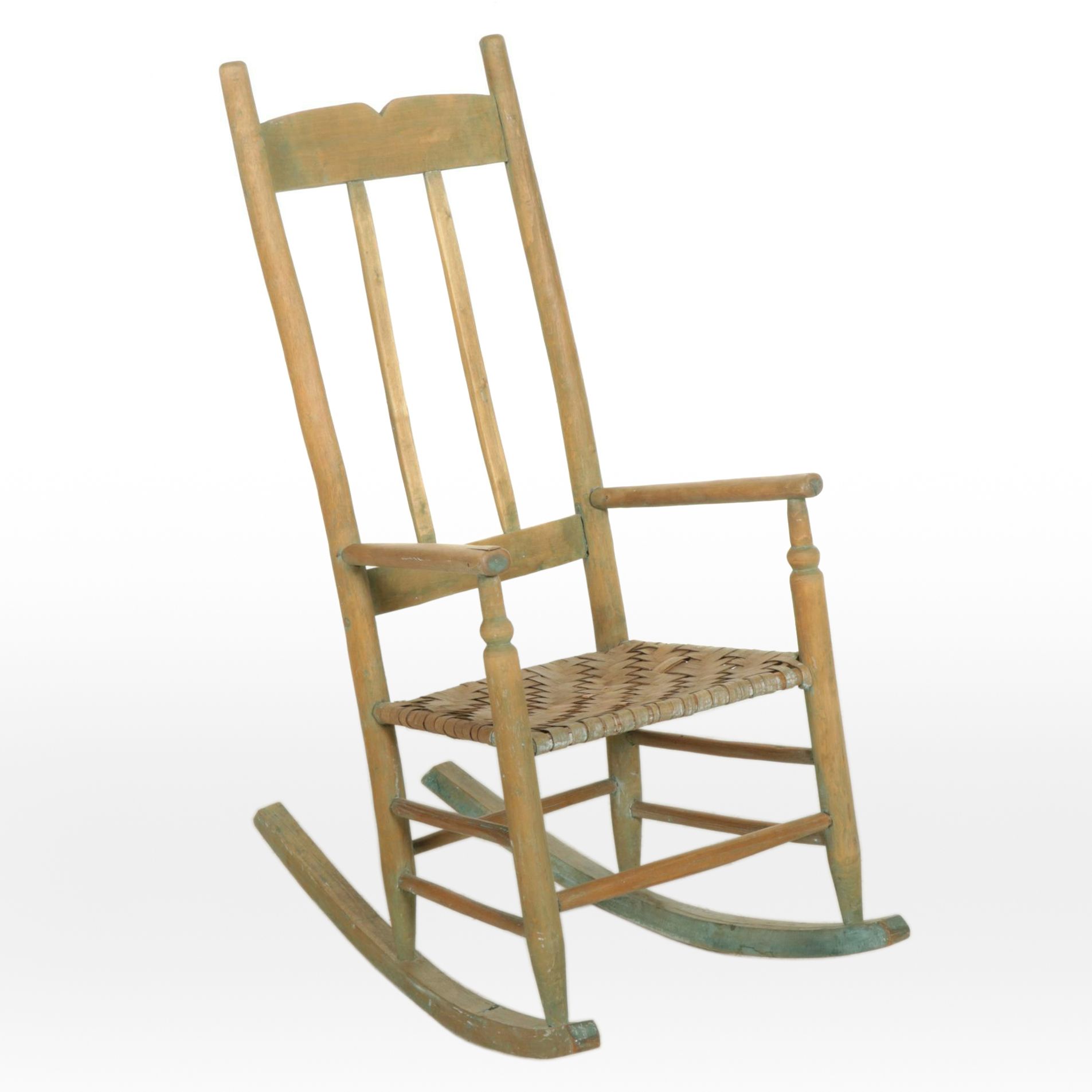 American Primitive Painted Wood Slat Back Rocking Chair
