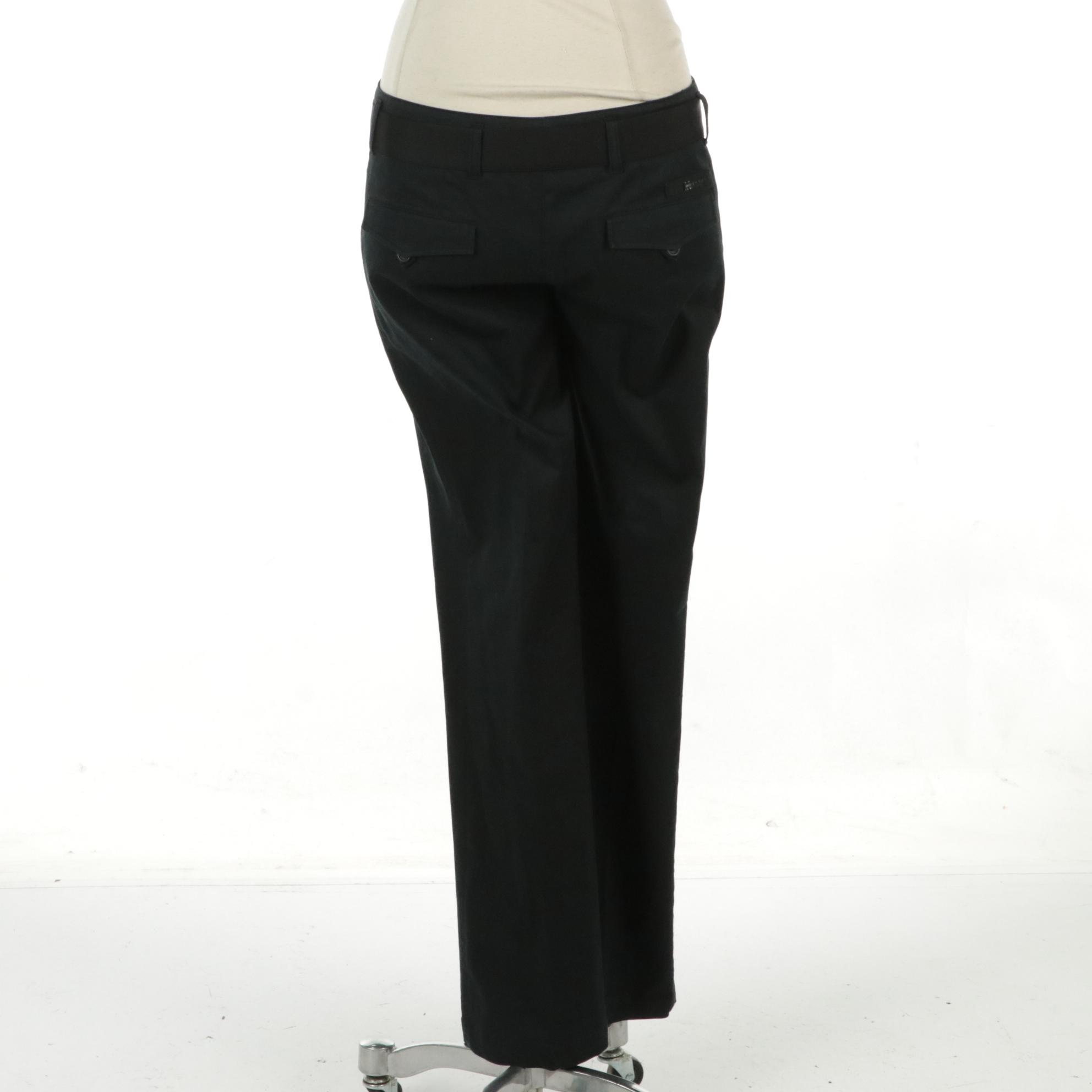 Prada Flat-Front Pants with Gucci Bamboo, Nylon, and Leather Belt