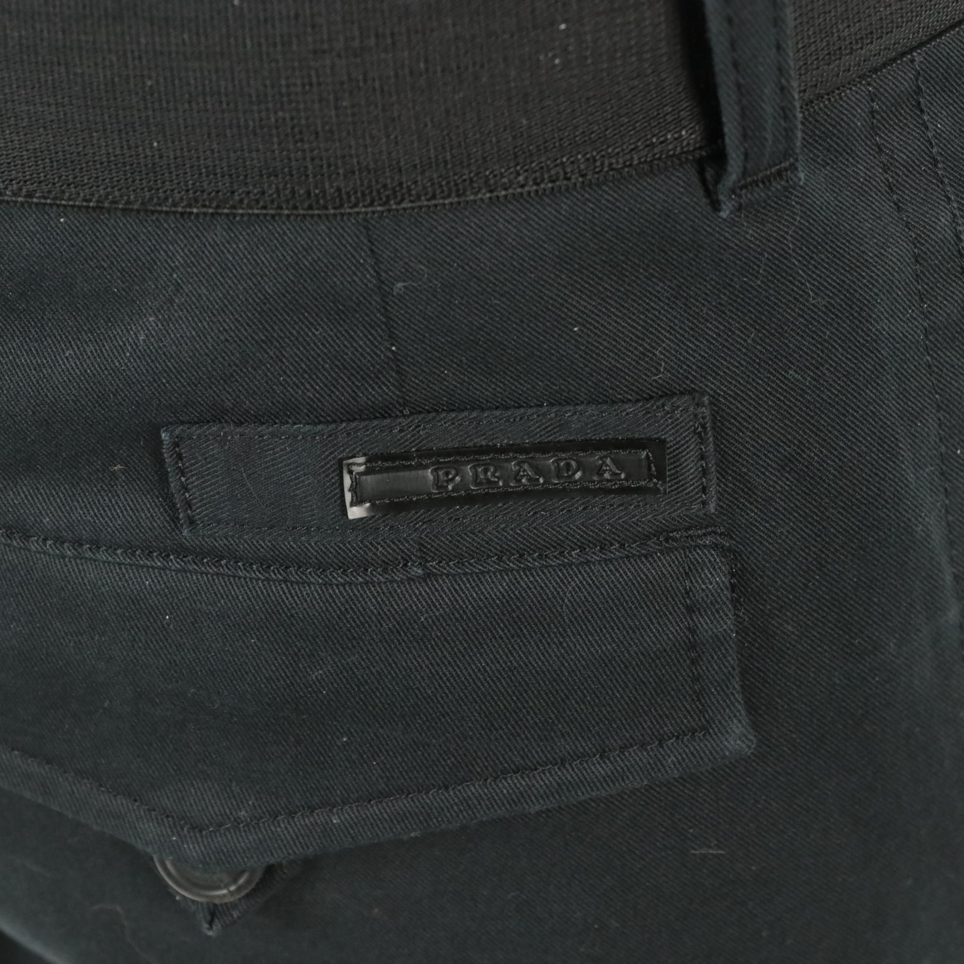 Prada Flat-Front Pants with Gucci Bamboo, Nylon, and Leather Belt