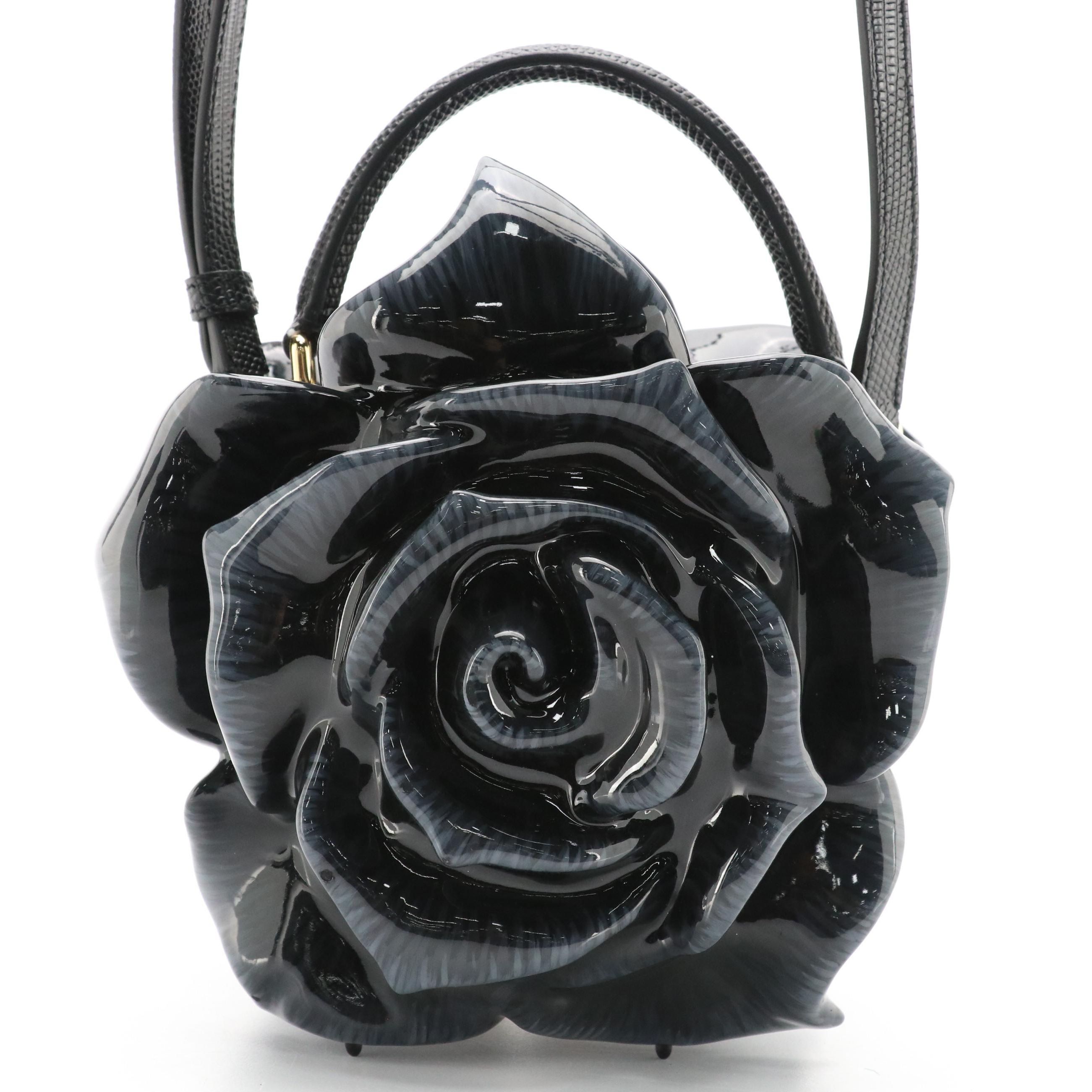 Dolce & Gabbana Rose Dolce Box Bag in Painted Resin/Lizard Embossed Leather