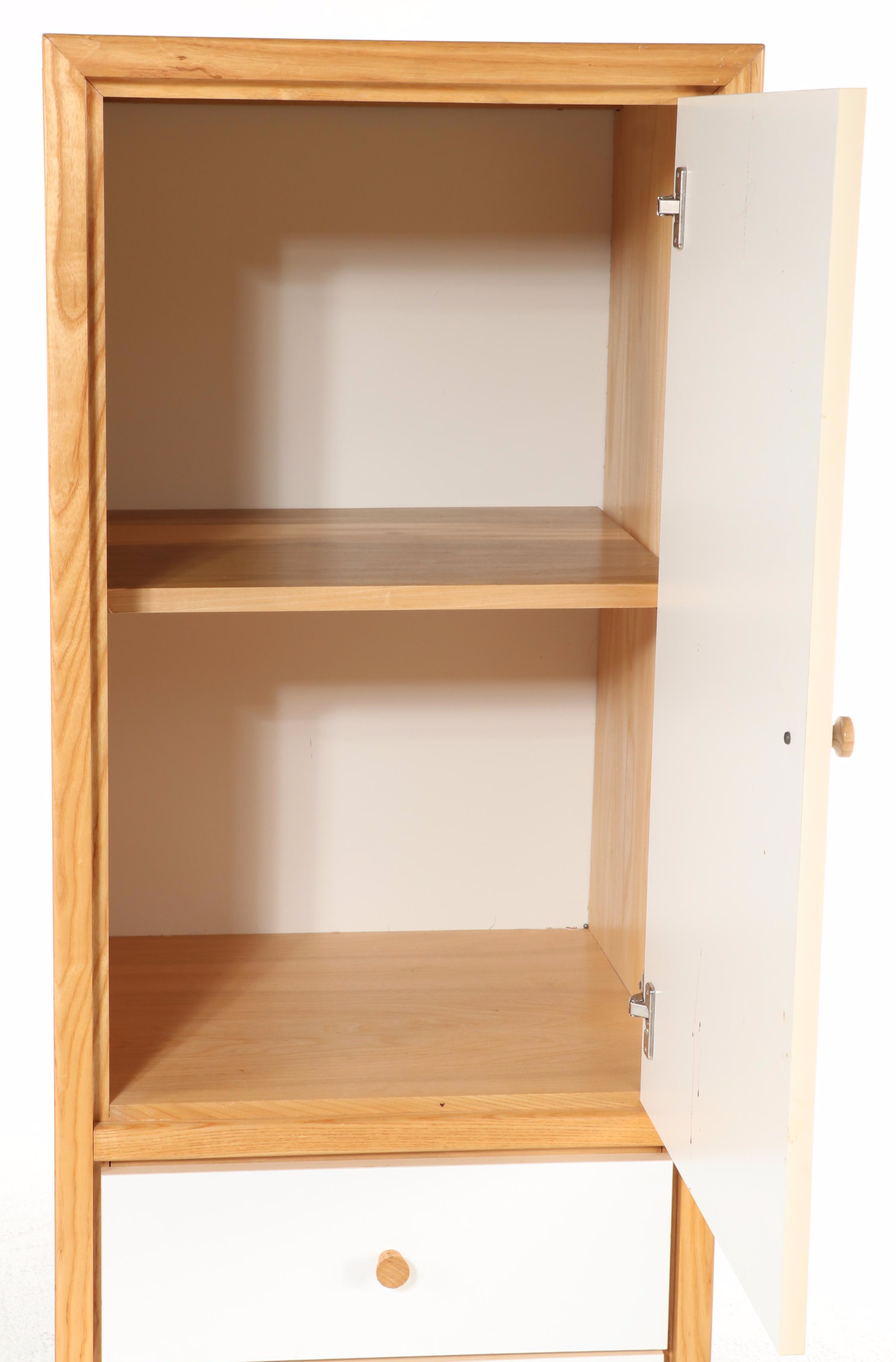 Two Dixie "Euroline" Ash and White-Laminate Office Cabinets