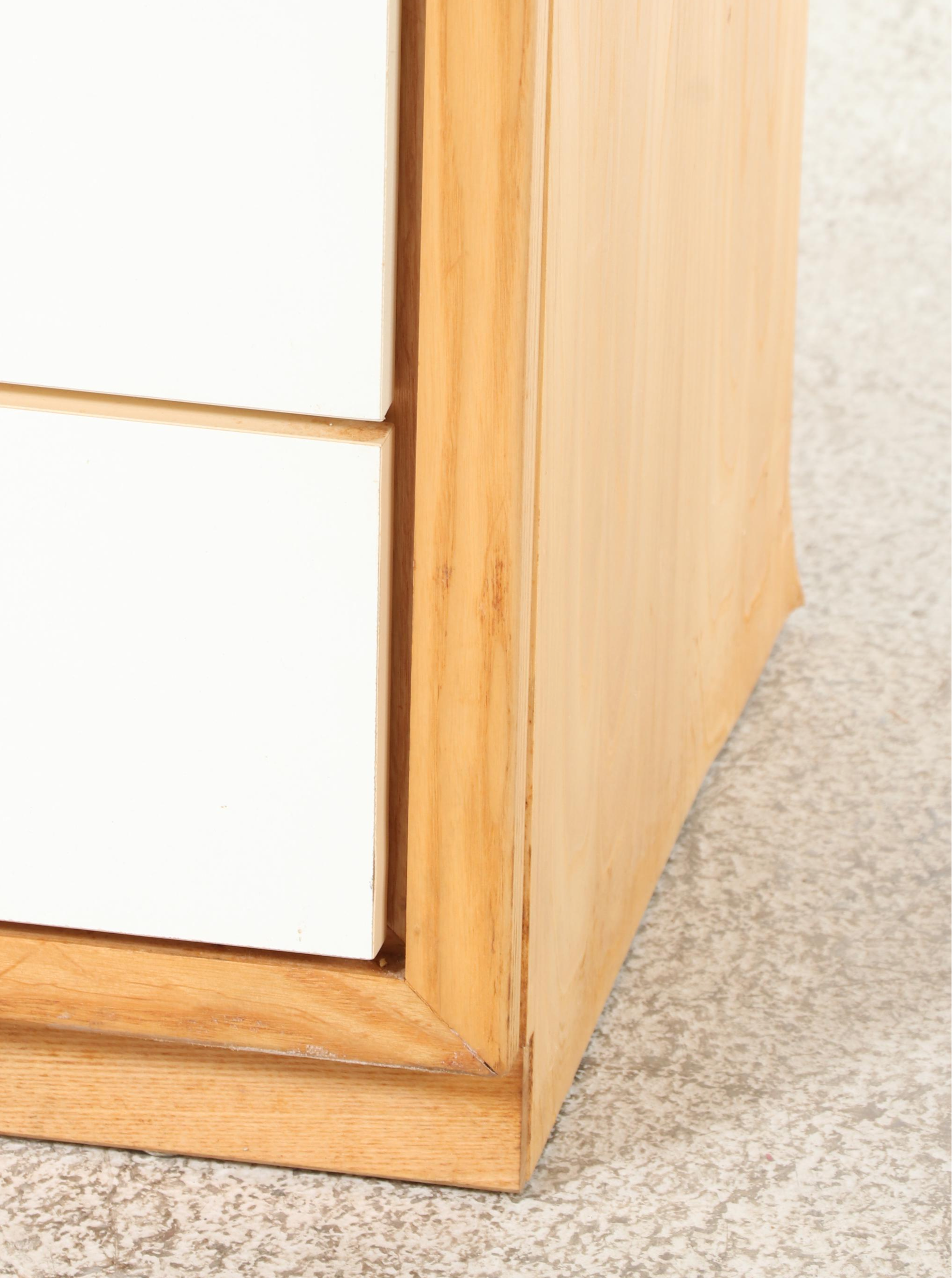 Two Dixie "Euroline" Ash and White-Laminate Office Cabinets