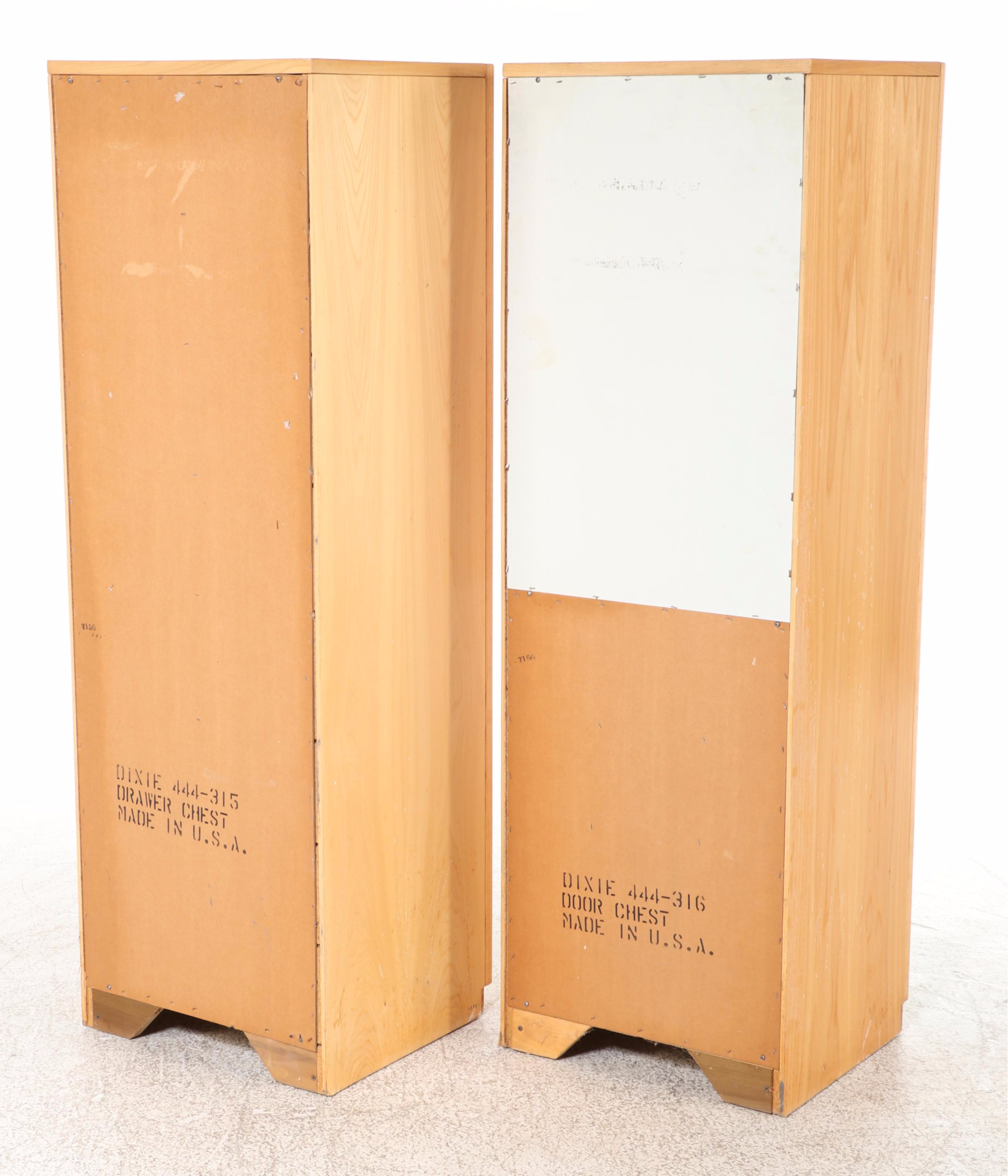 Two Dixie "Euroline" Ash and White-Laminate Office Cabinets