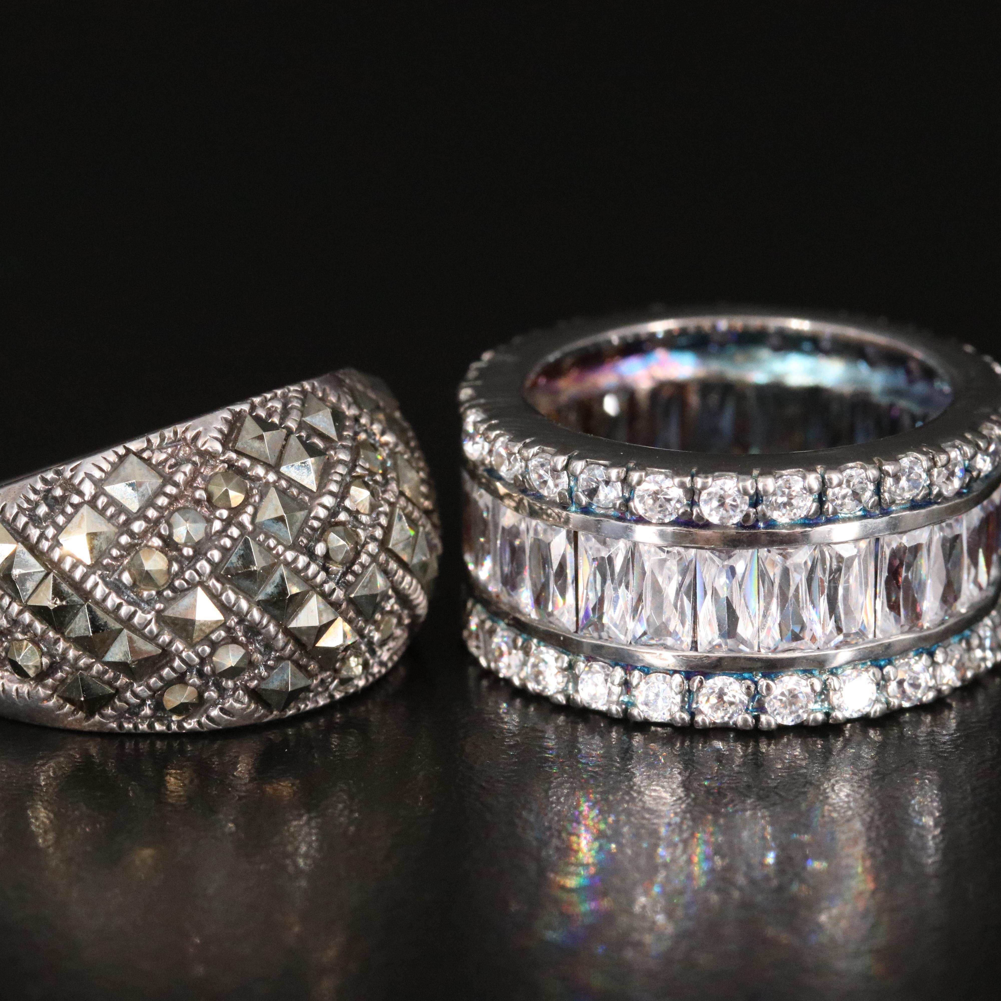 Sterling Gemstone Jewelry Collection Including Larimar, Tanzanite and CZ