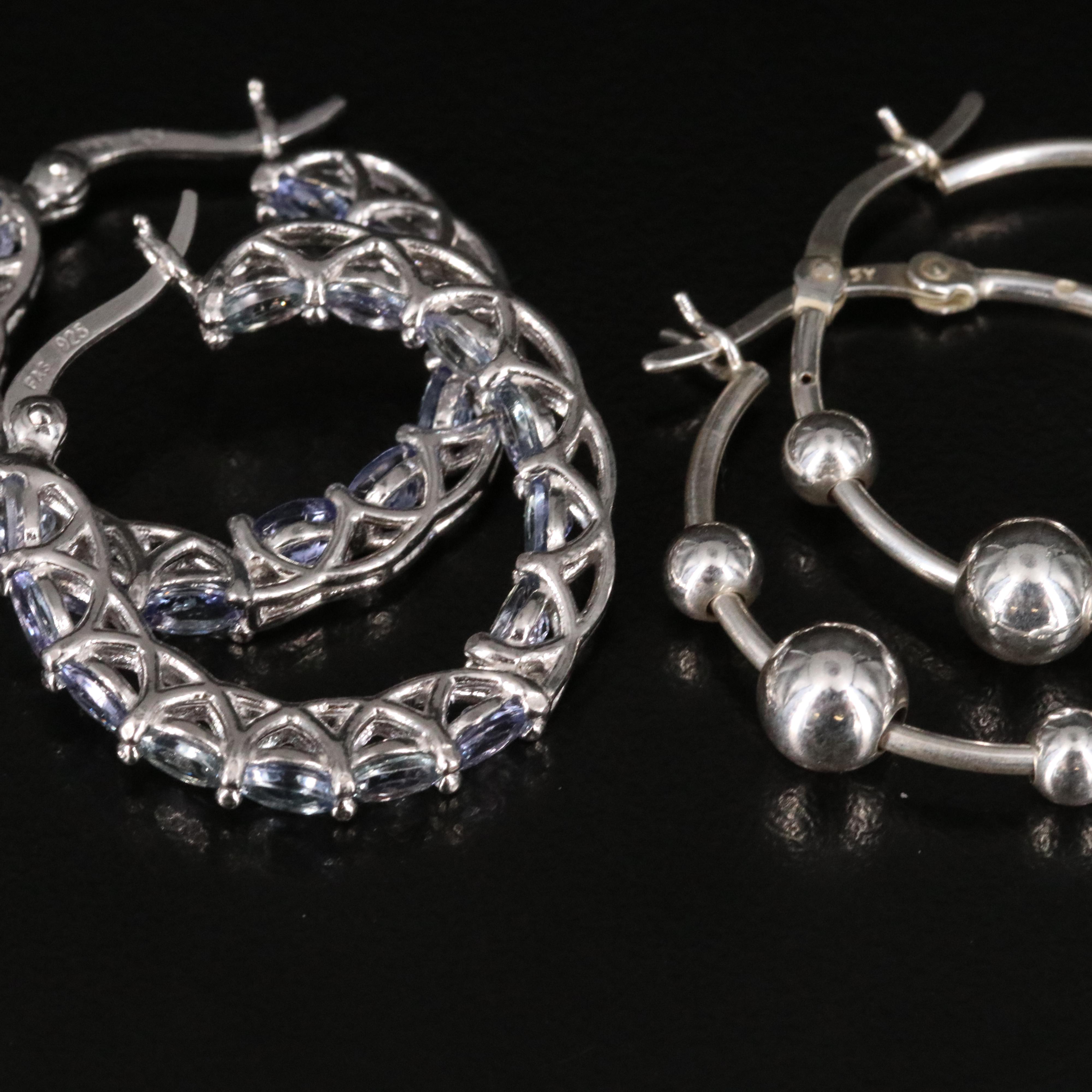 Sterling Gemstone Jewelry Collection Including Larimar, Tanzanite and CZ